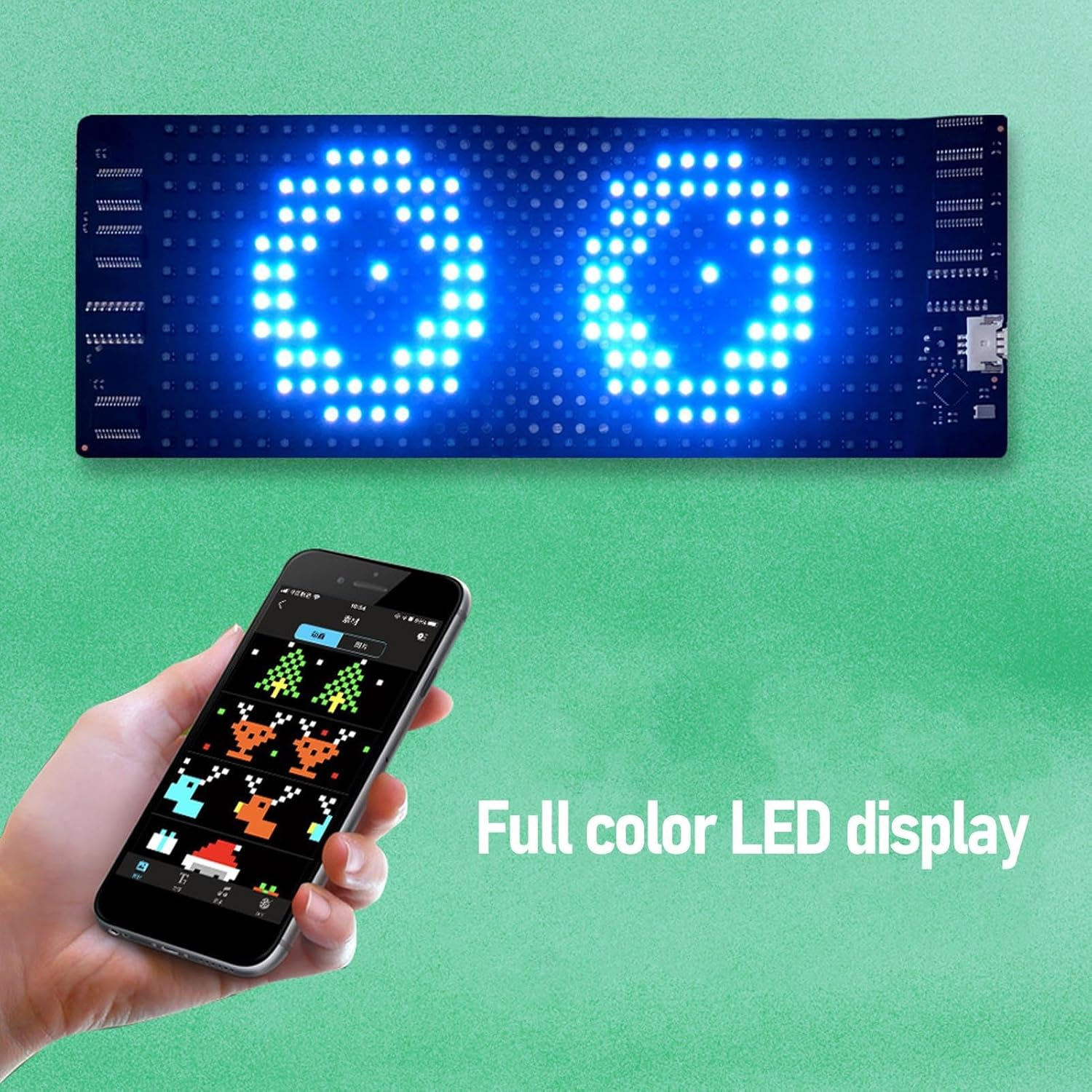 Flexible LED Display with APP Control, HD Full Color Programmable LED Screen with 12X32 Resolution, Water Proof Wearable RGB Sign for Bag Hat Glasses Accessories (158.5X58Mm) image number 1