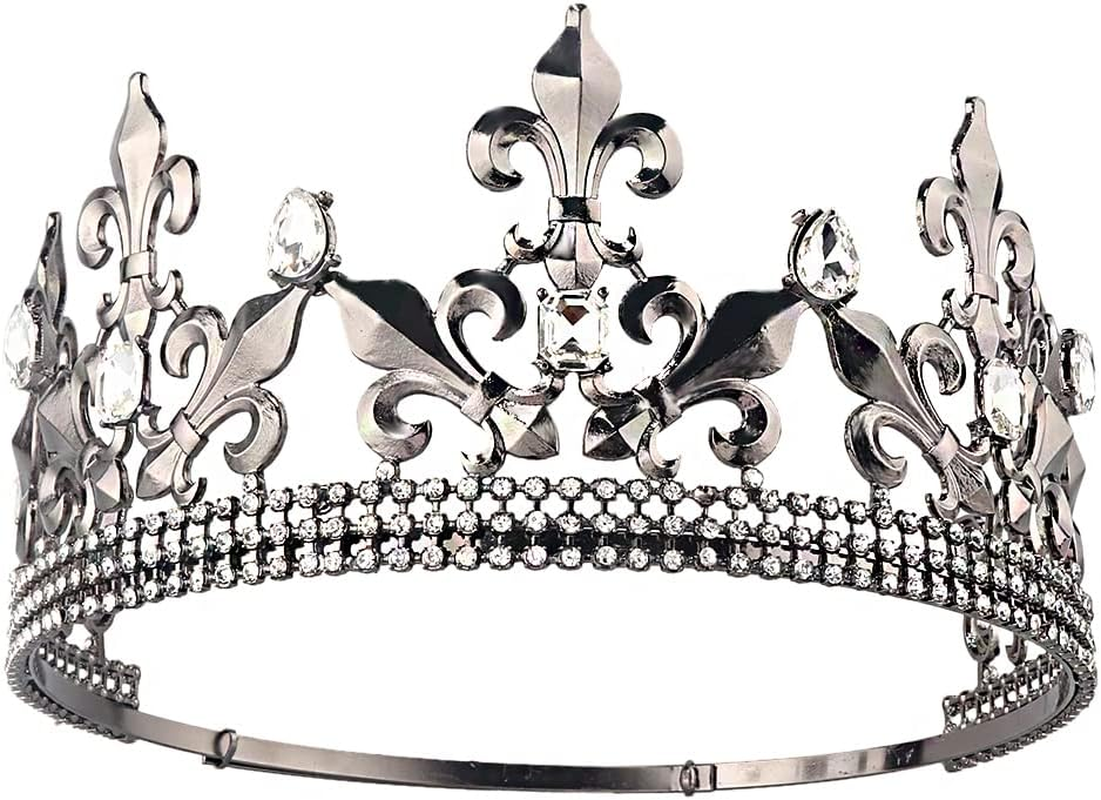 Royal King Crown Men Metal Prince Crowns Tiaras Full round for Christmas/Wedding/Prom/Pageant/Birthday Party/Photography