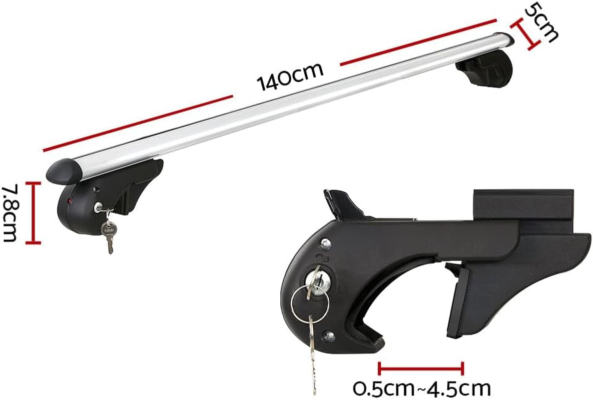 Giantz Car Roof Rack, 123Cm Length Universal Roofs Racks Pod Box Storage Basket Container Cross Bars Cars Accessories Transporting Storages, Adjustable Clamps 90Kg Aluminium Silver image number 6