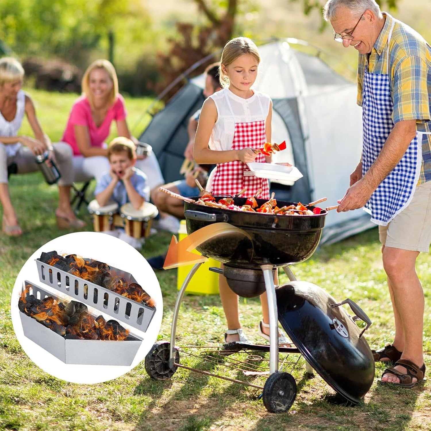 2 Pcs Charcoal Baskets, Steel Charcoal Holders for BBQ, Outdoor Grill Baskets, BBQ Accessries, Fits Most Barbecues and Most Kettle Grill image number 6