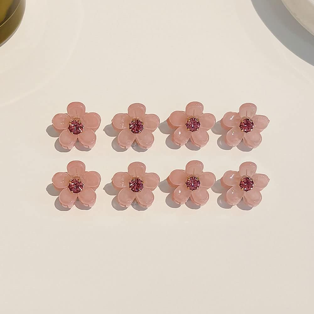 Set of 20 Black Mini Girls Braided Hair Clips Pony Clips Exquisite Side Clips Headpiece Hair Clips (Pink Rhinestones)