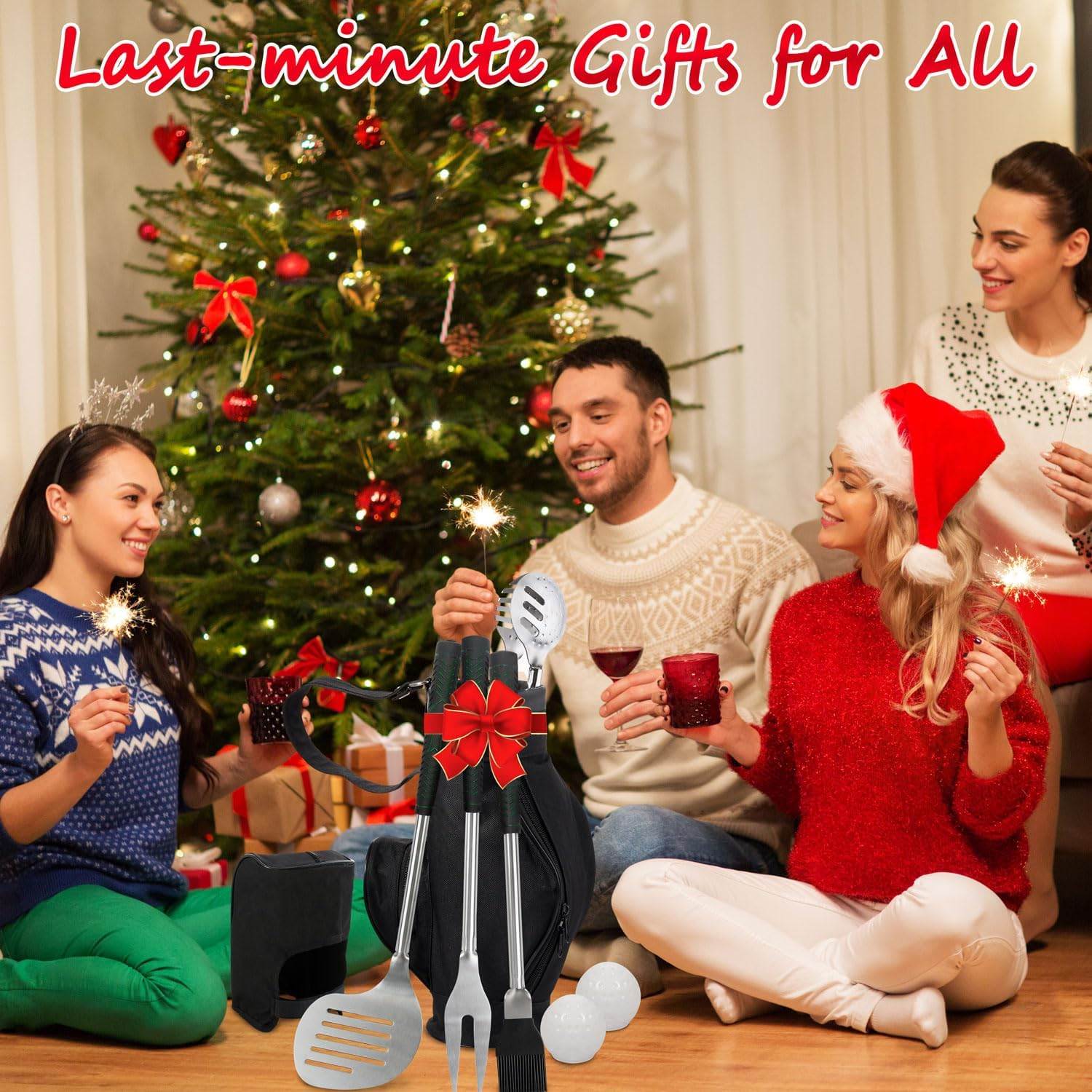 POLIGO 7PCS Golf-Club Style BBQ Tools Set Grilling Tools with Rubber Handle - Stainless Steel Grilling Accessories for Outdoor Grill Set Premium Grill Utensils Set Christmas Birthday Gifts for Men Dad - Black image number 6