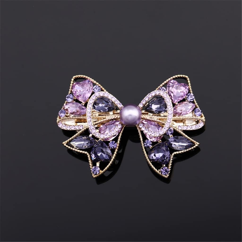 Crystal Hair Accessories,Clips Hairpins,Clip Plate,Hairpin Back Head Hair Accessories Headdress Temperament Hairpin Female Word Back Head Clip Ponytail Chuck Flower (Color : A, Size : 9 * 5.2Cm) (Col image number 5
