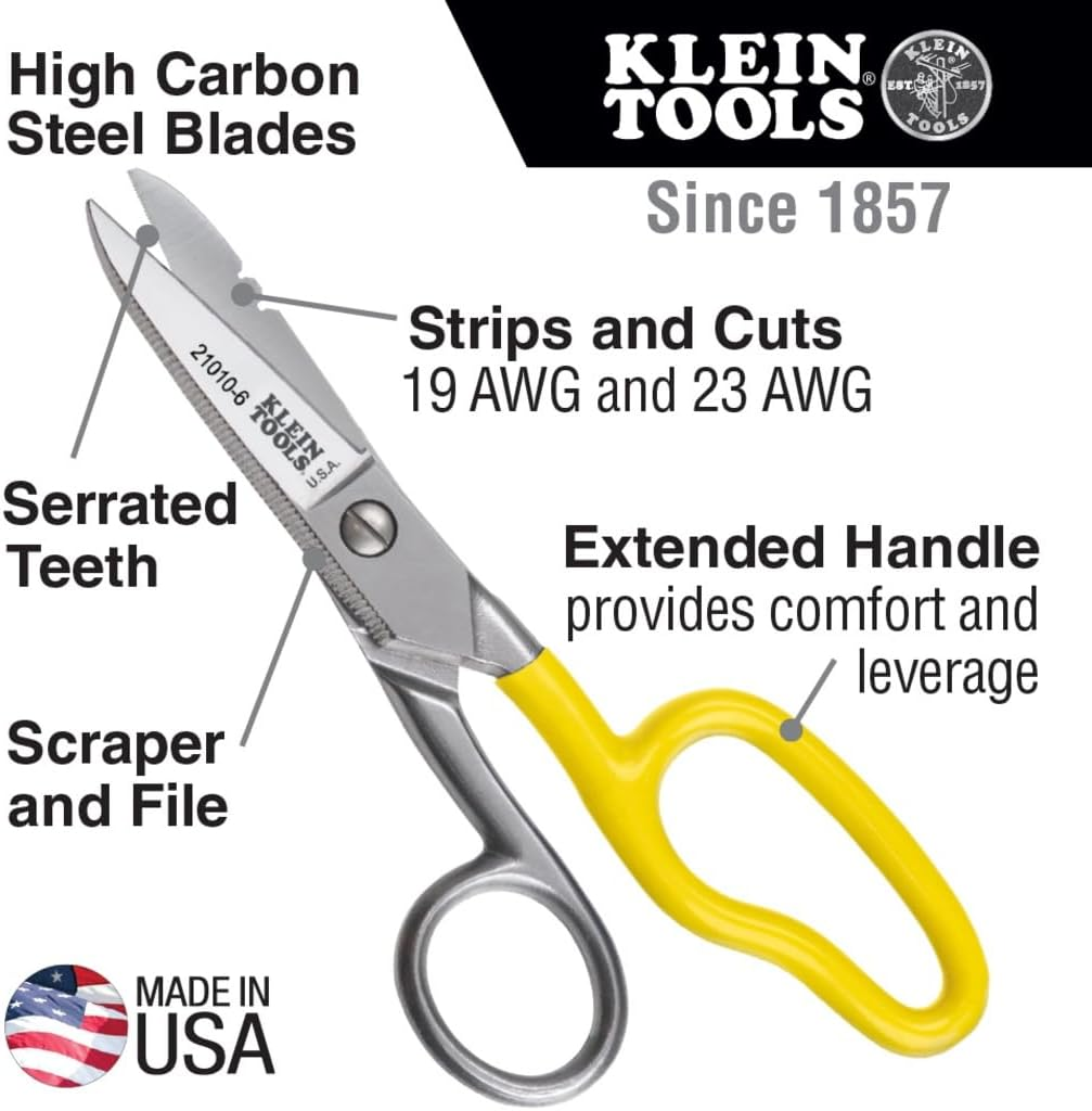 Klein Tools 21010-6-SEN Free-Fall Snip, Scraper, File, Serrated Blades, Made in USA image number 3