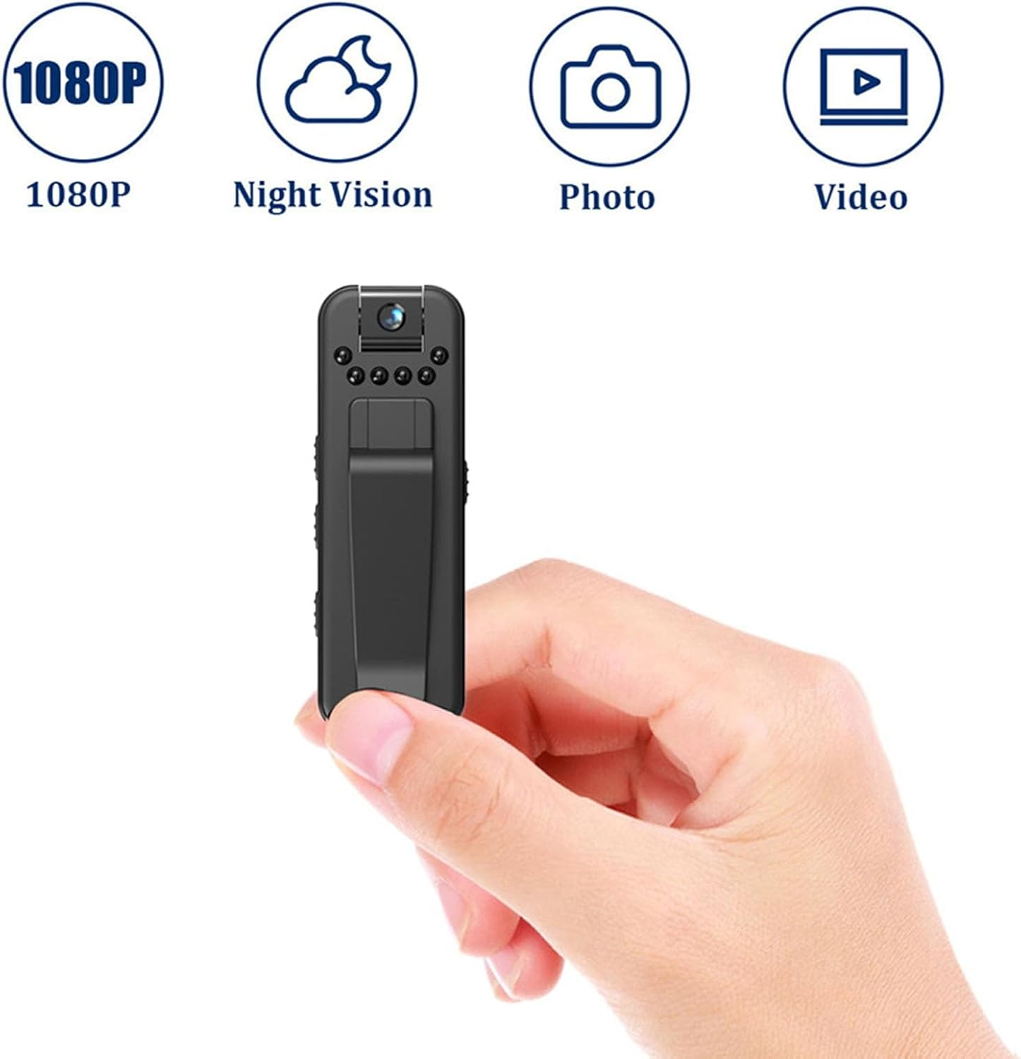 Small Wearable Camera, 1080P HD Body Worn Camera Nightvision with 180 Degree Rotating Lens, Pocket Video Recorder with Back Clip for Outdoor Cycling image number 4