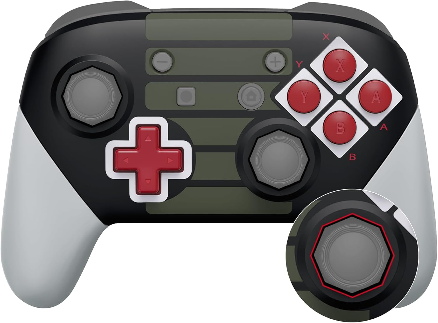 Extremerate Classic NES Style Faceplate Backplate Handles Cover, Octagonal Gated Sticks Design DIY Replacement Grip Housing Shell for Nintendo Switch Pro Controller- Controller NOT Included