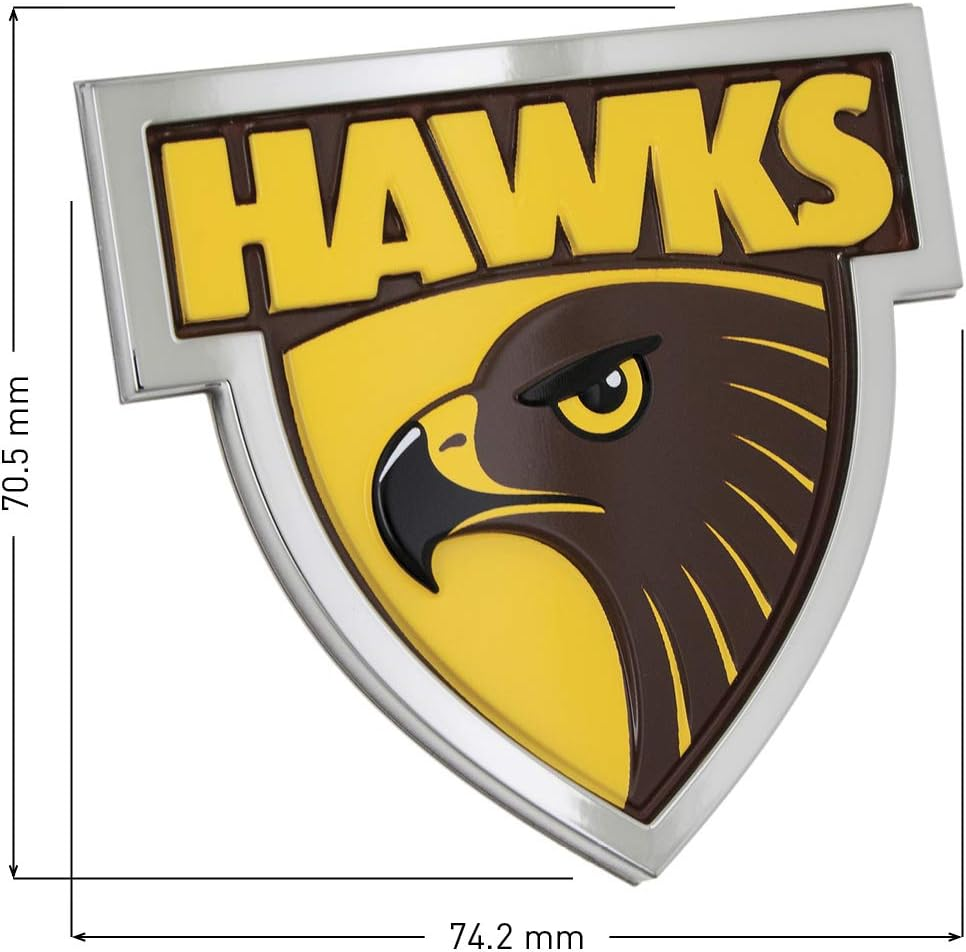Fan Emblems Hawthorn Hawks 3D Chrome AFL Supporter Badge image number 2