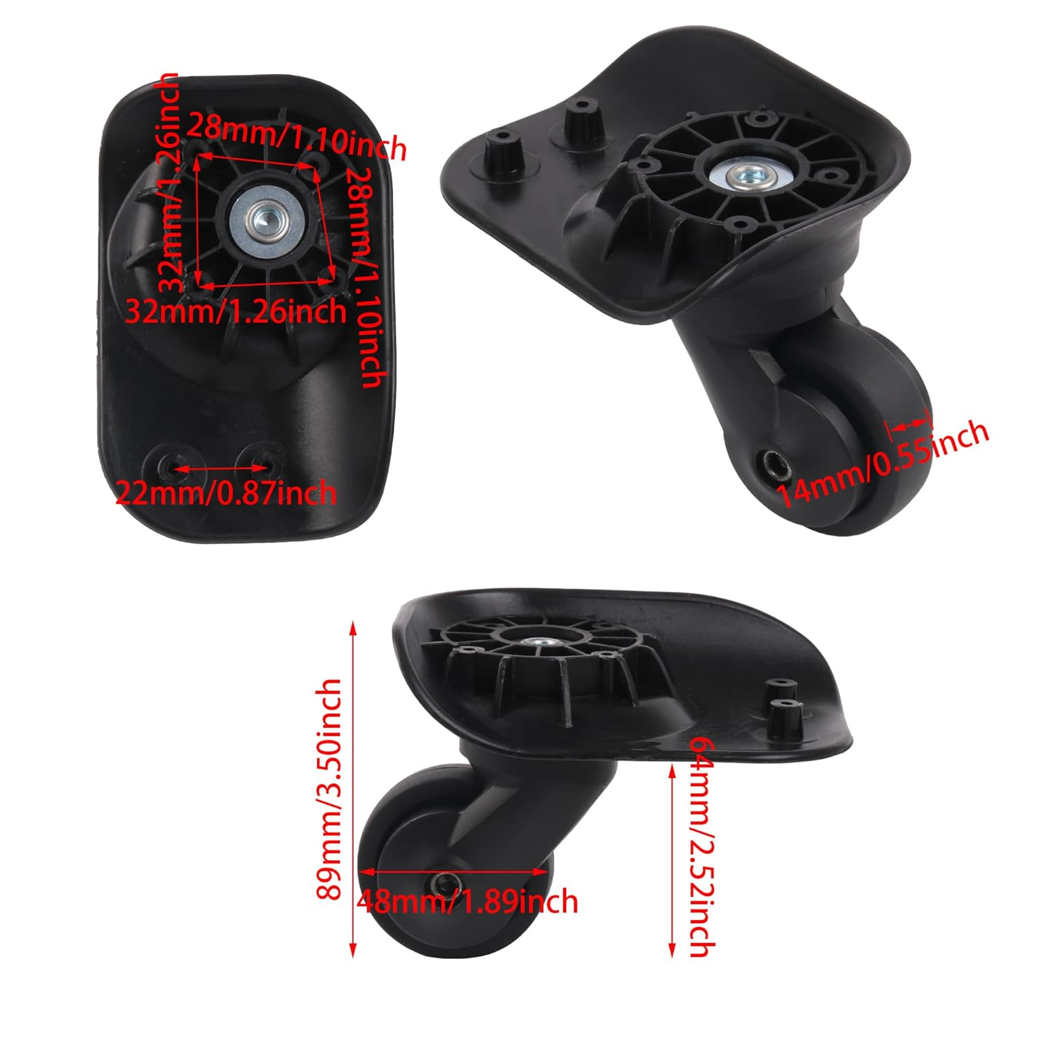 RDEXP Multi-Functional Suitcase and Luggage Black Wheel W176 Black Set of 1 image number 3