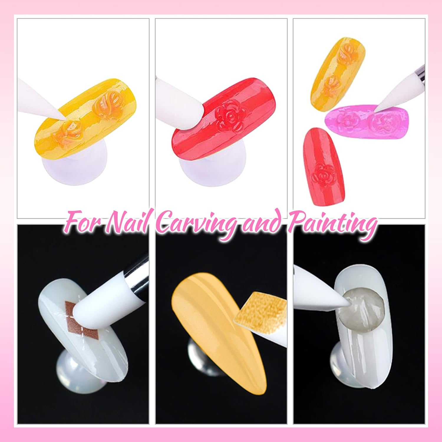 Hanyousheng 5Pcs Silicone Nail Tool, Nail Dotting Tool, Nail Art Tools, Nail Art Brush, Nail Brush for Nail Art, Nail Brush for Dotting, for Nail Polish Brush Dotting Salon Tool Set image number 5