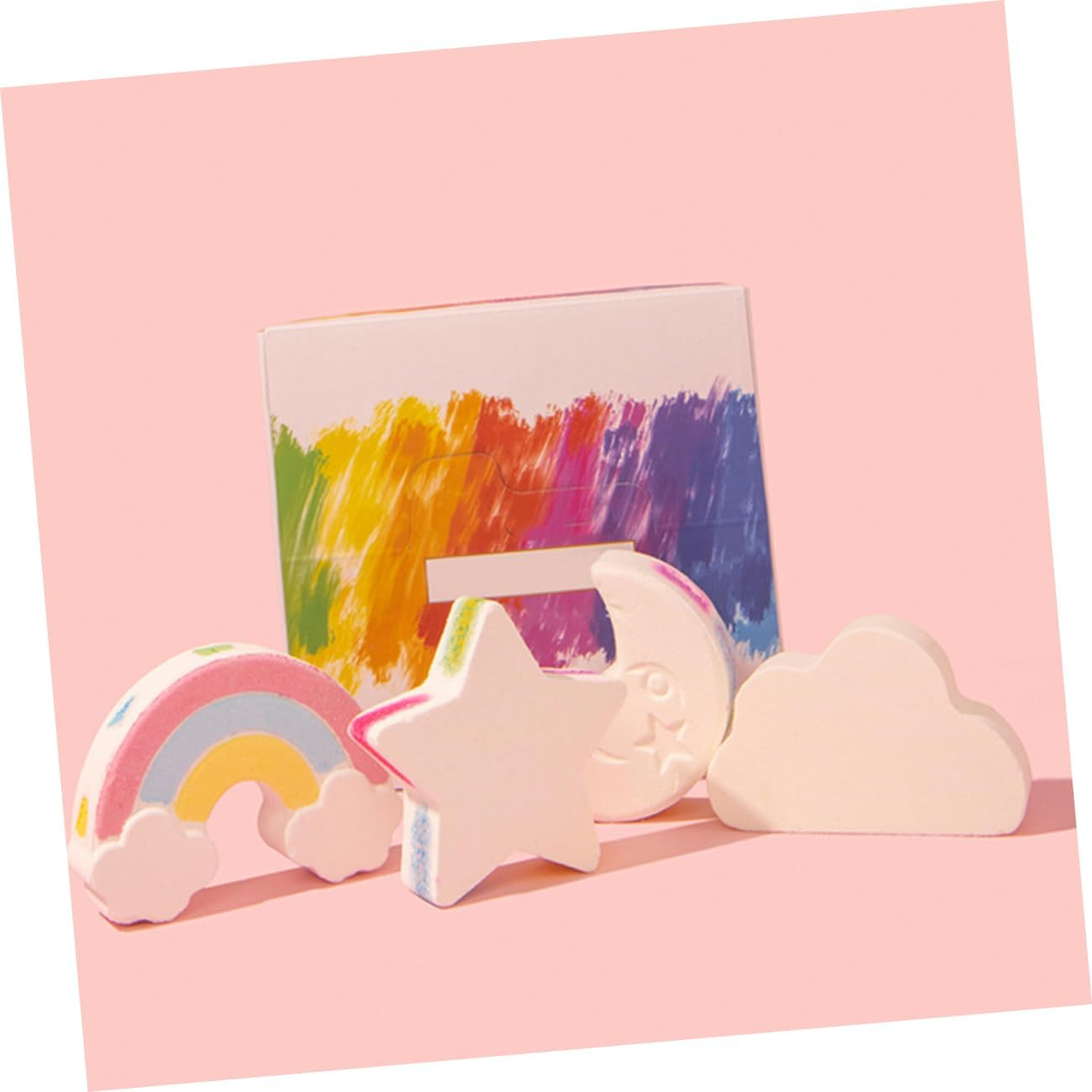 4Pcs Rainbow Bath Salt Bombs Foaming Bath Experience Soothing Sea Salt Relaxation for Shower and Tub for Self-Care and Relaxation image number 3