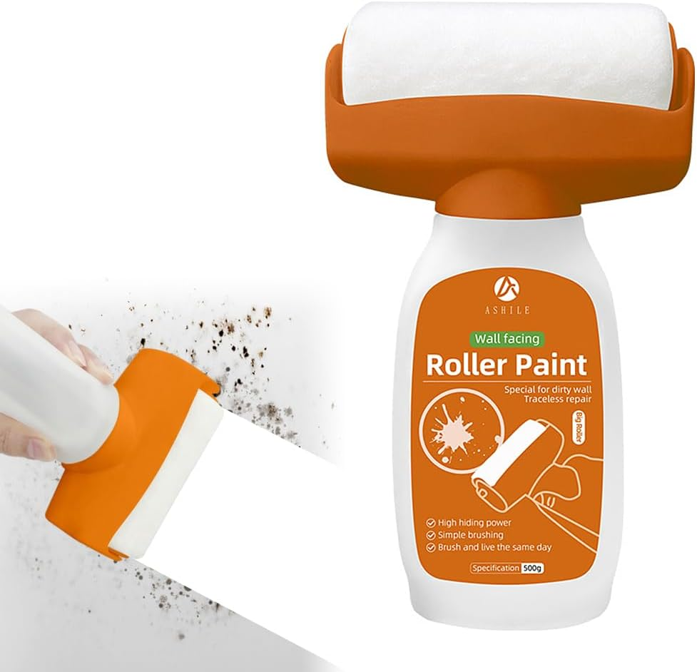 Wall Paint Touch up White, 500 G Wall Repair Roller Paint with Wall Repair Paste Gloves, Wall Repair Roller Brush Repair Paint for Graffiti Scratches Stains Damaged Walls image number 5