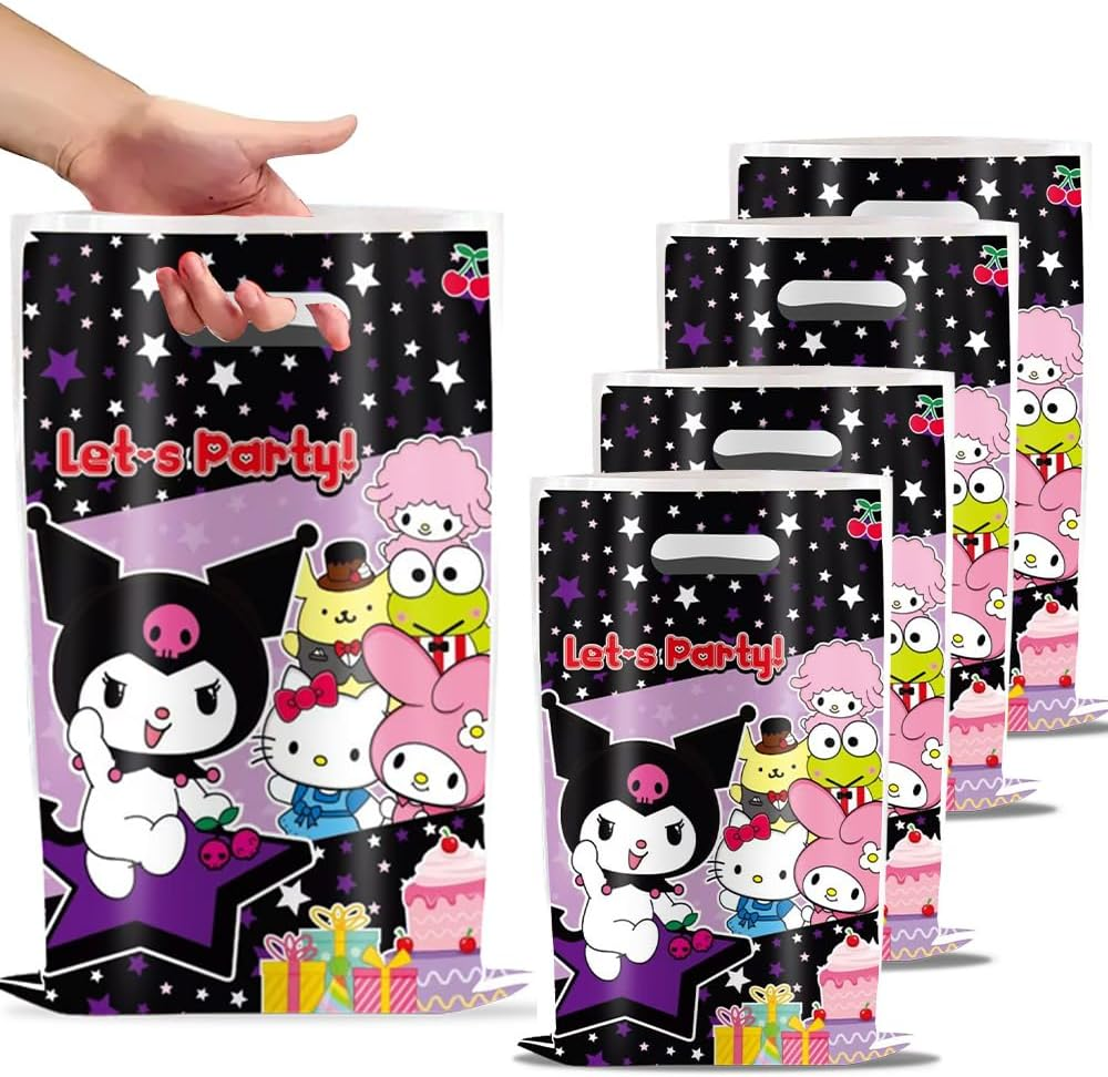 Losede 30Pcs Birthday Party Gift Bags (2 Pack) - Black, 6X9 Inches - Cartoon Theme - Gift Bags - Party Supplies