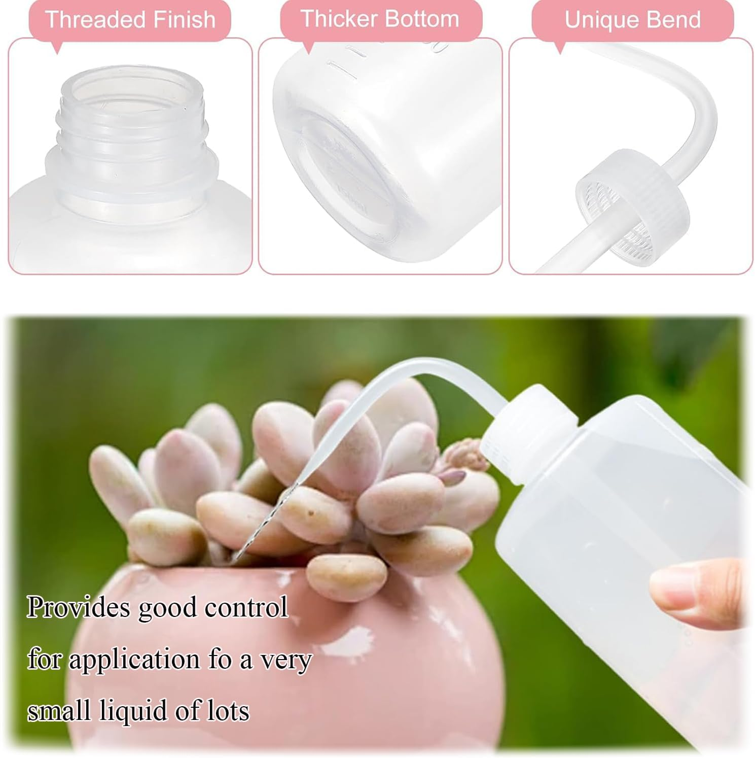 Xinghonyac 2 Pcs Tattoo Wash Bottle, 500Ml Squeeze Sprinkling Can, Plastic Wash Plant Bottle, Flower Succulent Watering Bottle, Water Squirt Irrigation Bottle, with Curved Mouth and Scale Marks (A) image number 5