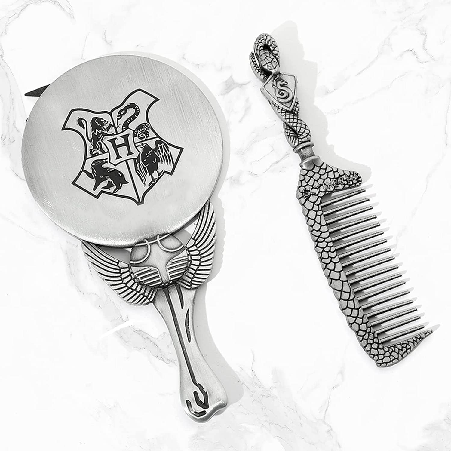 Harry Gifts for Women, Potter Makeup Brushes with Mirror & Comb, Christmas Birthday Gifts for Kids, Silver image number 2