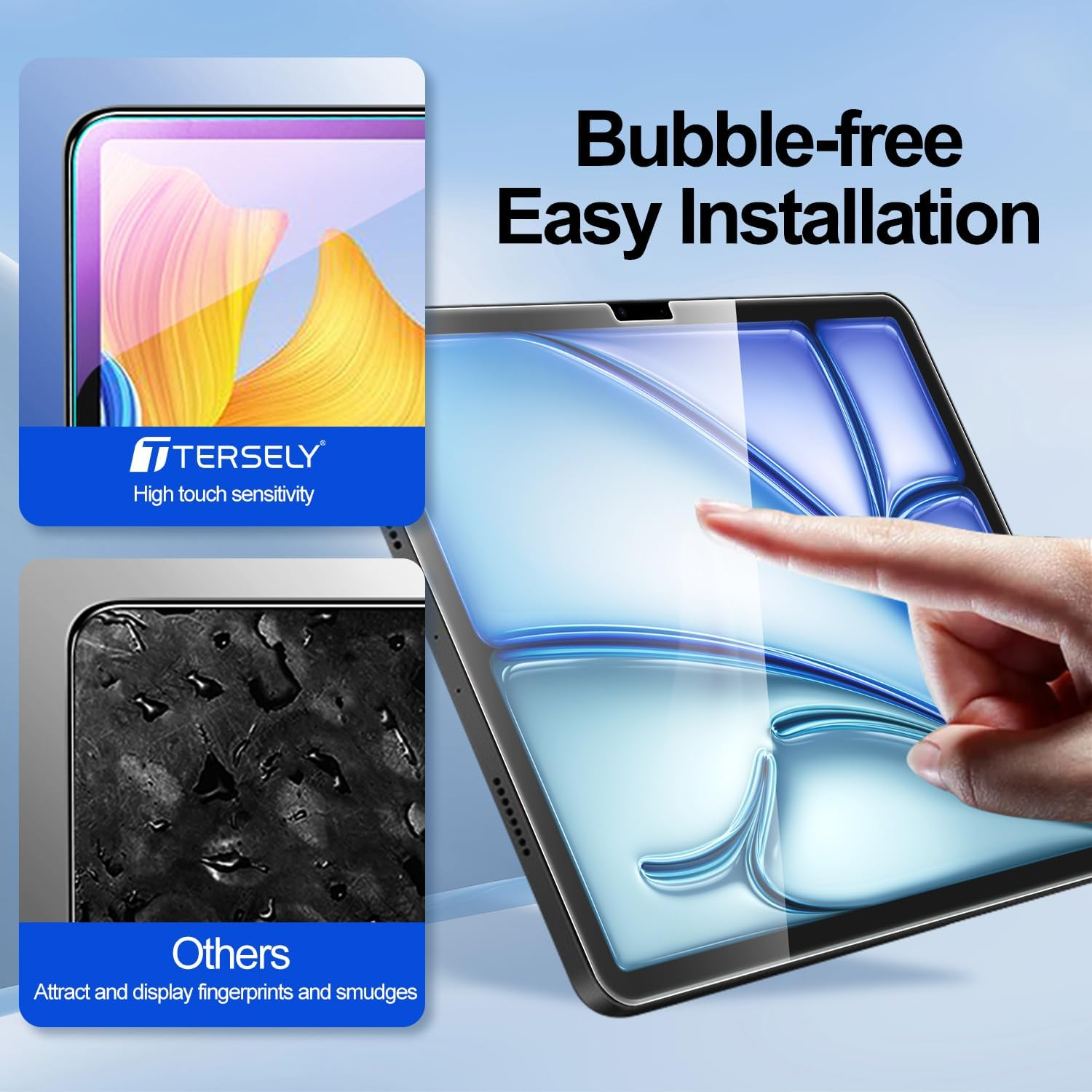 T Tersely [2 Pack] Tempered Glass Screen Protector for Ipad Air 11-Inch M3 (2025) / M2 (2024), High Definition 9H