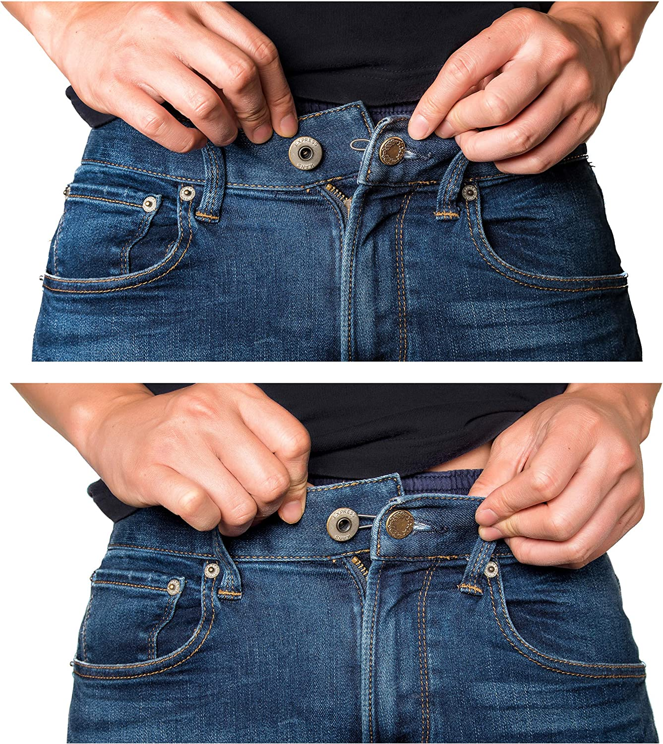 Button Extender for Pants, Jeans - 6-Pack Waist Pant Button Extender - Strong Flexible Jean Waist Extender - Discreet Waistband Extender for Men Women - Modern Durable Metal Pant Extenders for Women, image number 1