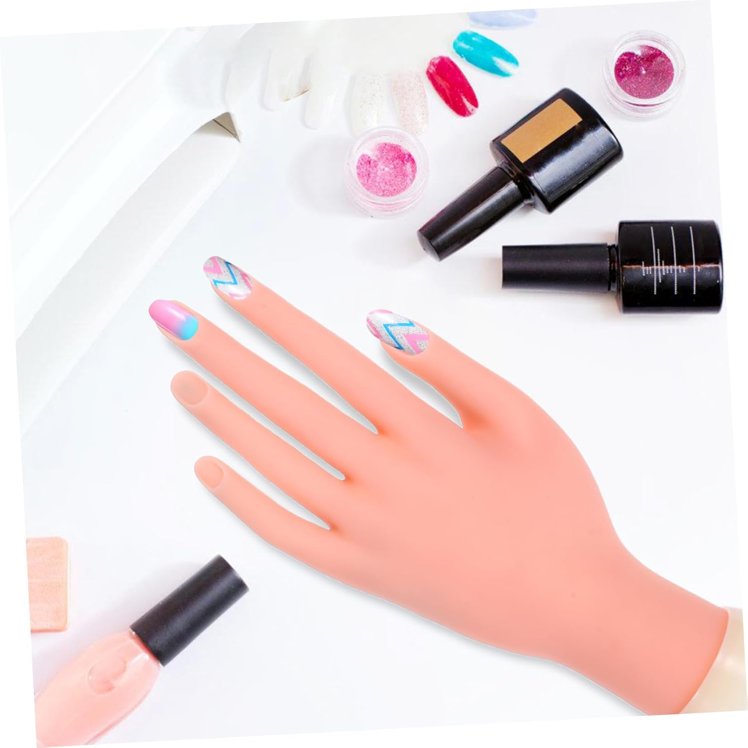 CIYODO Flexible Manicure Practice Hand Model Realistic Bending Nail Art Tool for Beginners Professionals for Nail Design Painting Lightweight Reusable Manicure Training Hand image number 6