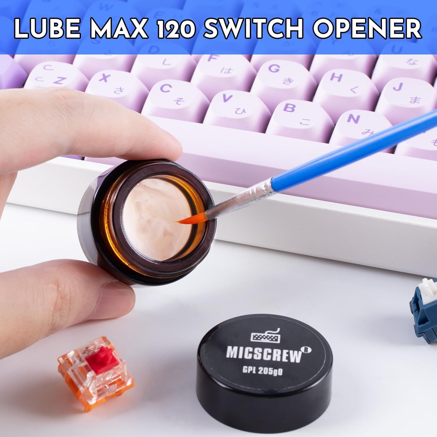 6 PCS Keyboard Lube Kit Includes 0.17 OZ GPL 205G0 Grease，Switch Opener for MX Mechanical Keyboard, Keycap Puller， Switch Puller，Stem Holer，Lube Brush，Ideal for Mechanical Keyboard Krytox 205G0 image number 6