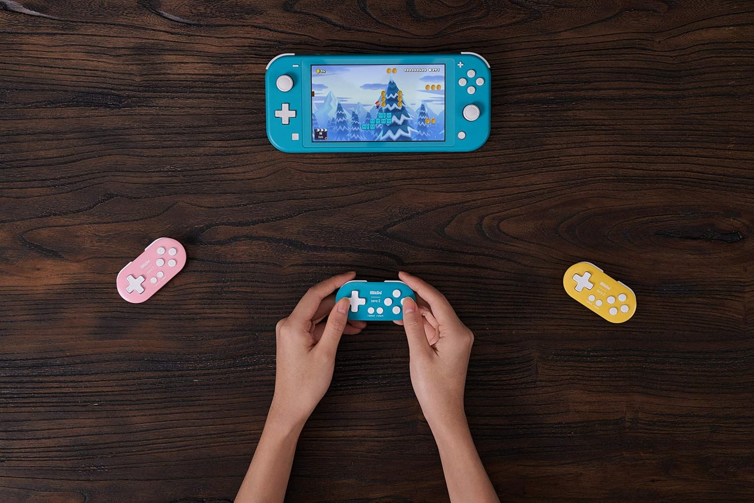 8Bitdo Zero 2 Bluetooth Gamepad Key Chain Sized Mini Controller for Switch, Windows, Android, Macos with a Commemorative Brooch (Turquoise Edition) image number 3