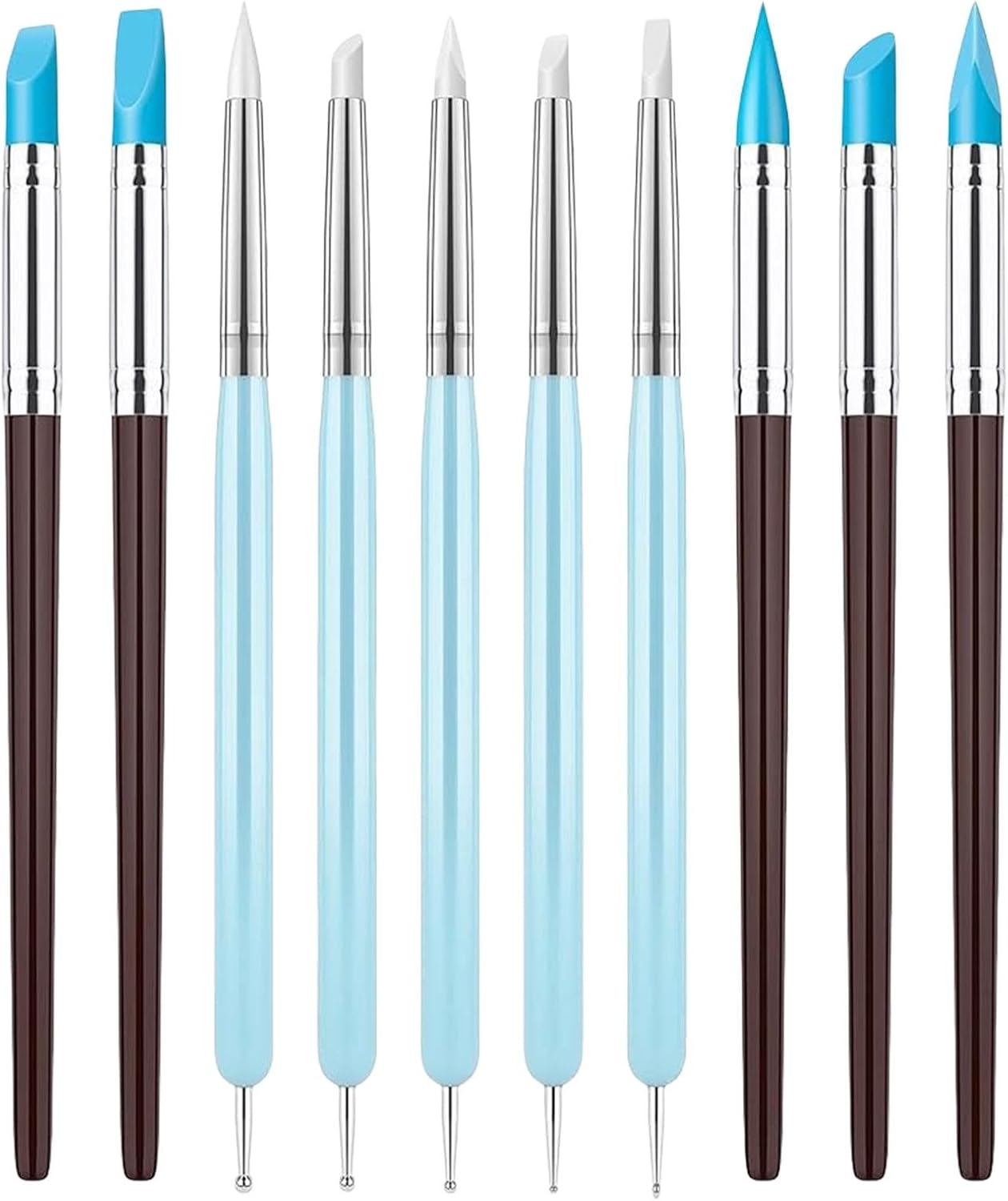 Furtryvl Flexible Clay Sculpture Tools - Silicone Color Shapers Brushes,Soft Handicraft Carving Modeling Pen for Nails, Drawing, Styling Dots image number 2