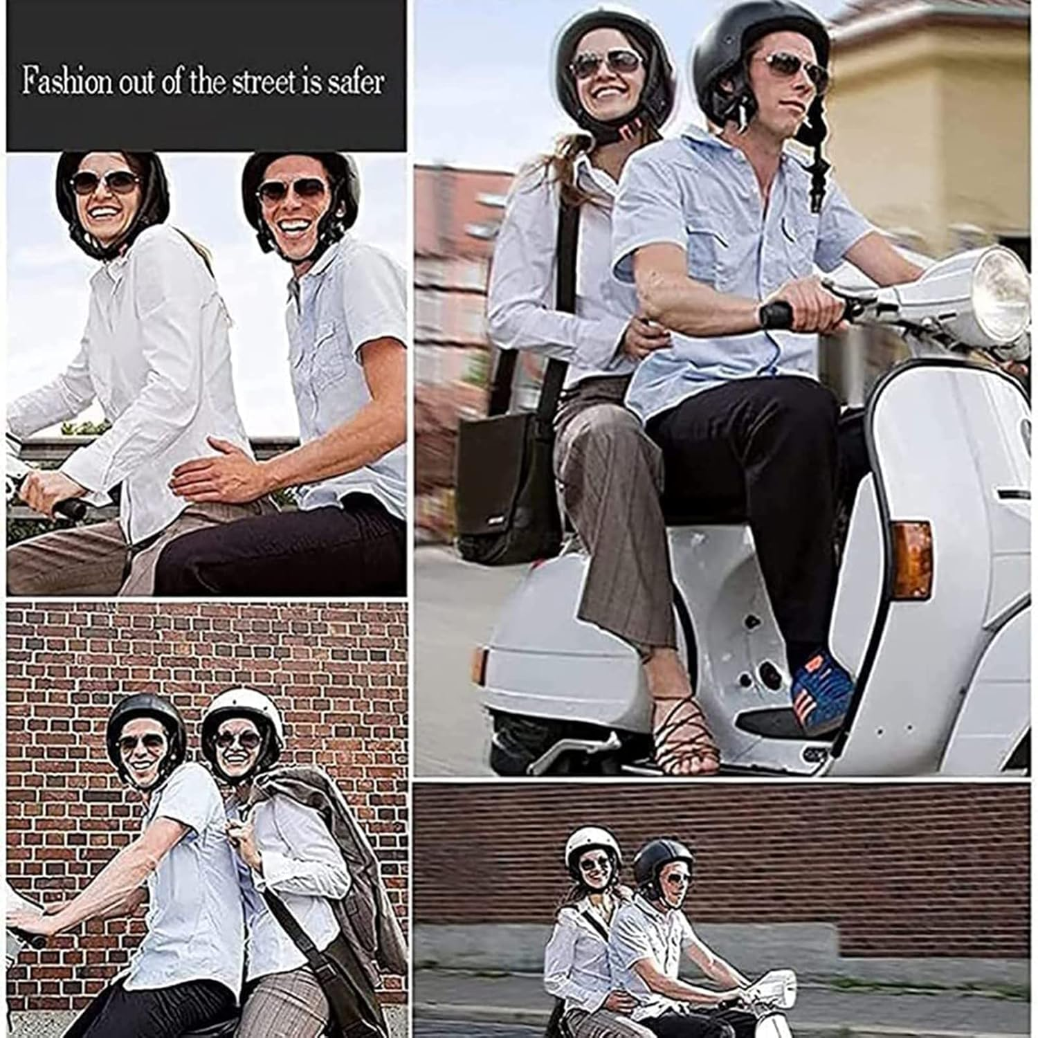 German Style Retro Half Helmet ECE Approved Motorcycle Half Face Helmet with Goggles Adult Men Women Open Face Helmet C,XL=59-60CM image number 1