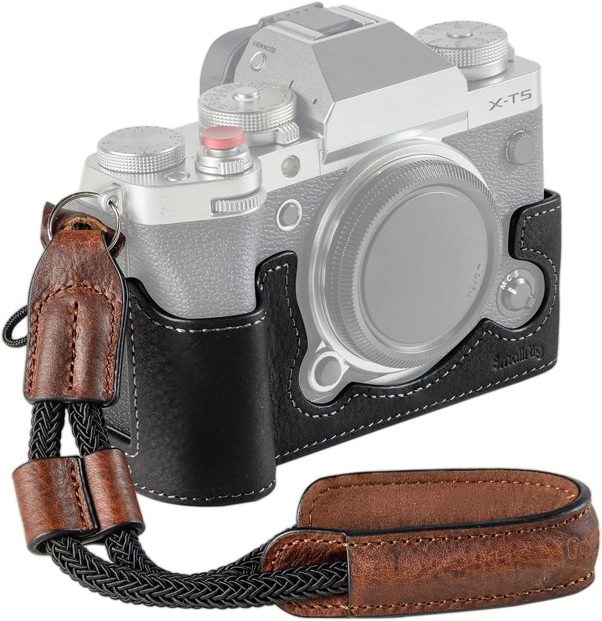 Smallrig X-T5 Half Case with Wrist Strap and Shutter Button, Retro Style Brown Leather Camera Case with Aluminum Baseplate for FUJIFILM X-T5-3927 image number 5