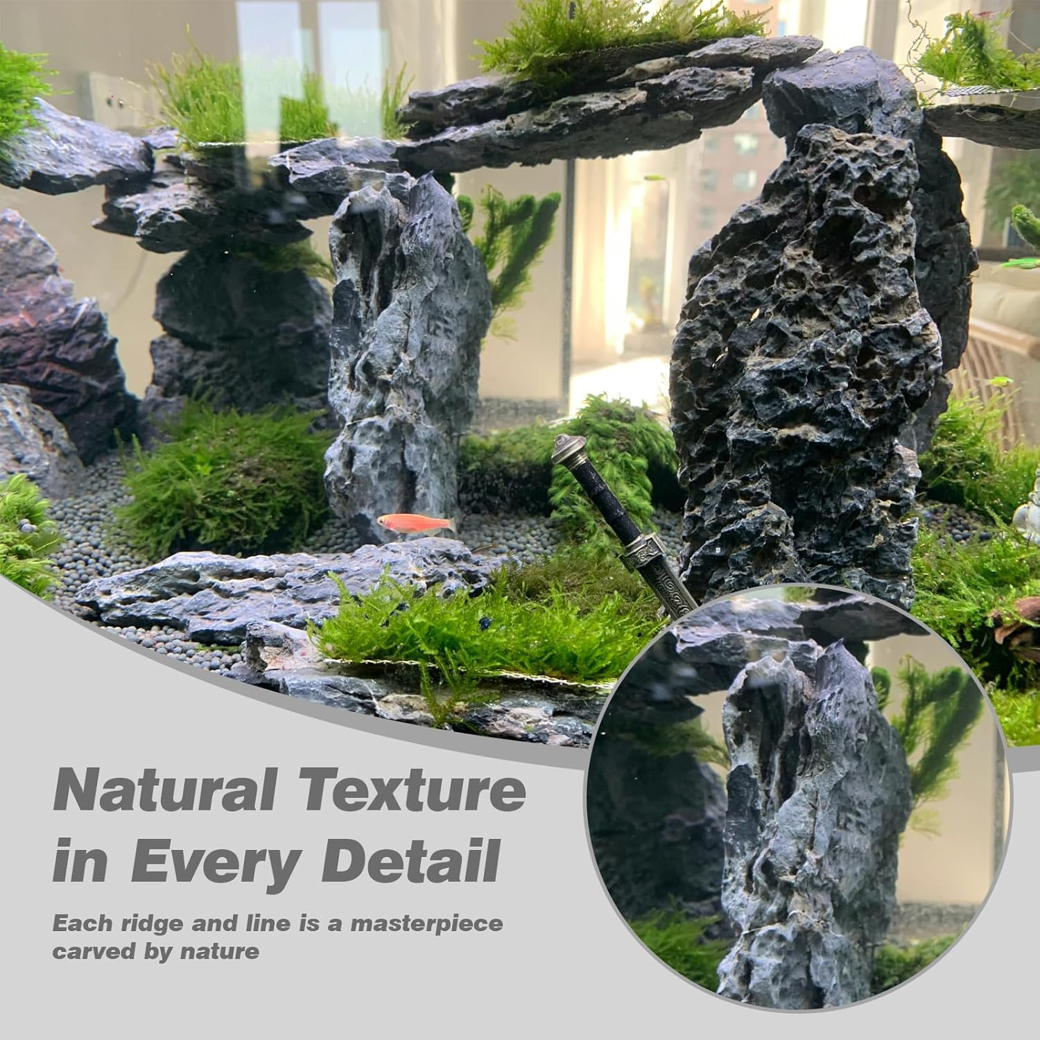 Unocho Seiryu Rock Stone 11LB Natural Slate Stone Rocks 3 to 8 Inches Fish Tank Decor Rocks for Aquariums Landscaping Model Tank Decoration Aquarium Miniature and Fairy Garden Fish Tanks image number 6