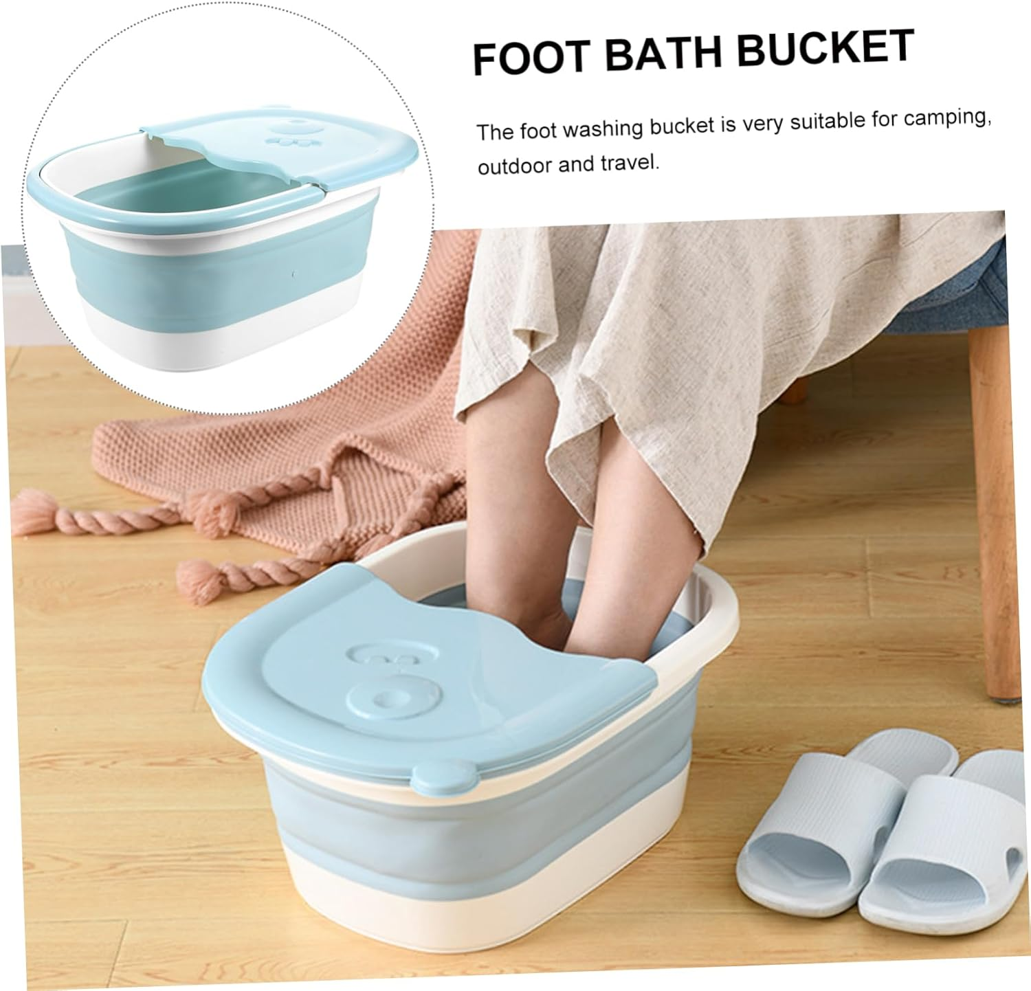 Mobestech Foot Massager 1 Pc Footbath Folding Bathtub Foot Spa Bath Massager Home Foot Feet Foldable Foot Tub Wash Bin Foot Spa Basin Bucket Plastic Child Massage Bucket Foot Bath image number 2
