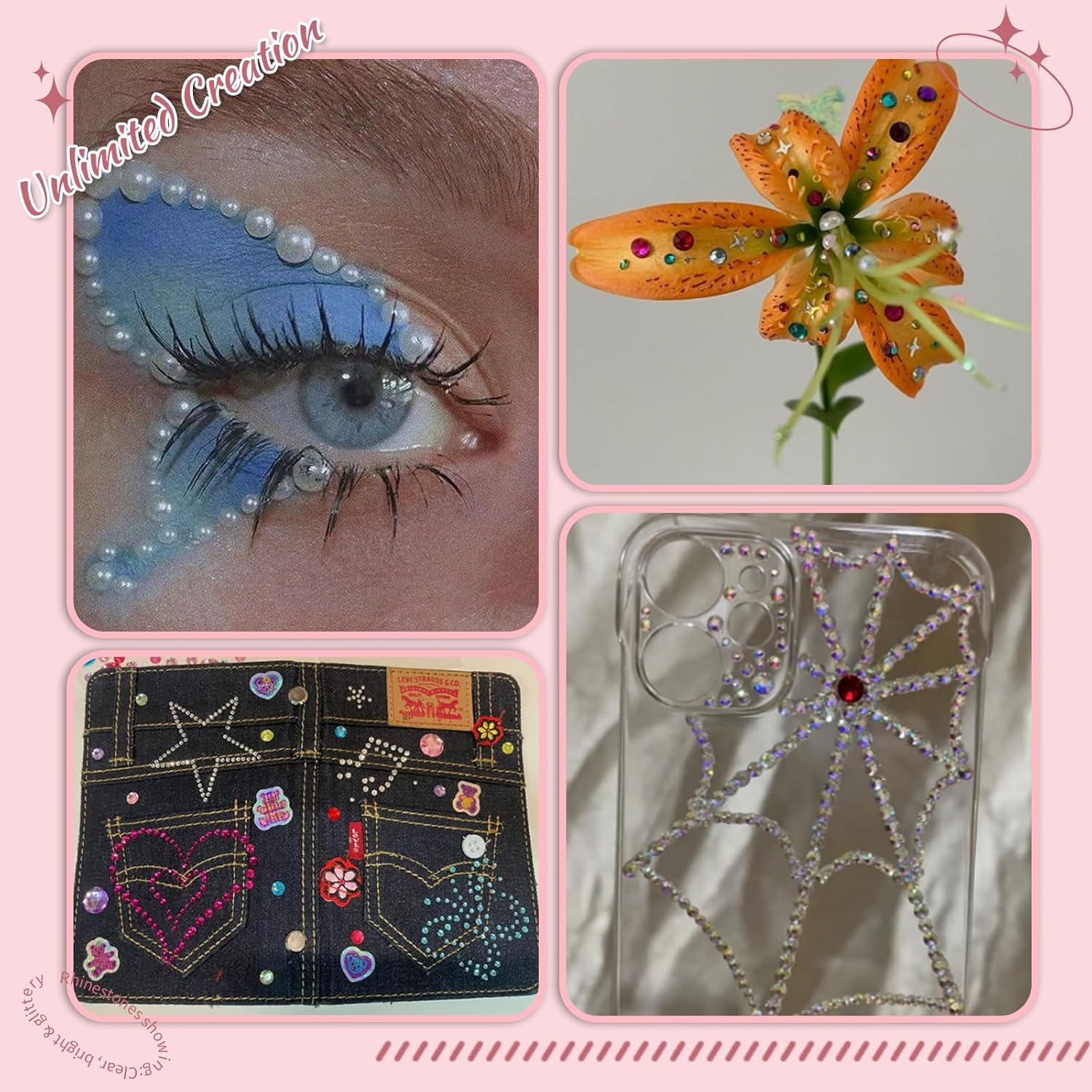 EARLMONI 6000PCS Rhinestones in 4 Sizes Nail Gems, Crystal AB Nail Art Gems with Pick up Tweezers Rhinestone Picker Dotting Pen, Acrylic Diamante Gems for Nail Art, Clothes, Face image number 1