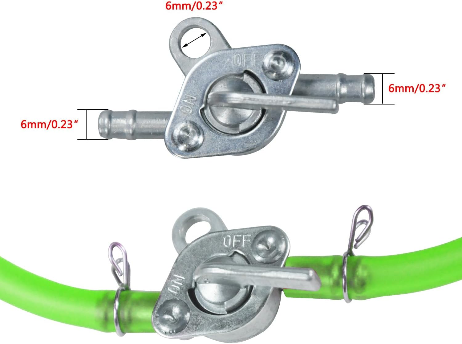 HOLATO Gas Fuel Line Hose Clamps Fuel Filters with Inline Shut off Valve Petcock Set for 50Cc 70Cc 90Cc 110Cc 125Cc 150Cc Taotao Coolster Apollo Baja ATV Four Wheeler Dirt Pit Bike (GREEN)