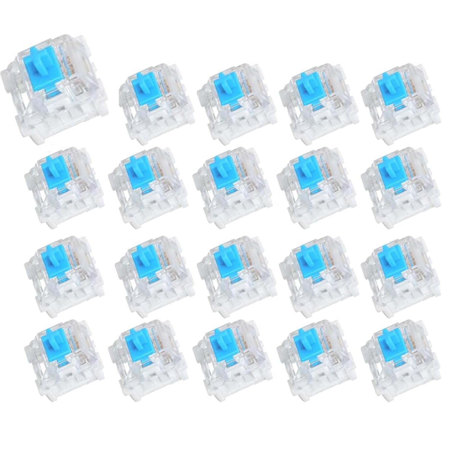 Mechanical Keyboard Switches 20-Pack - Blue Clicky 3-Pin Switches, Dustproof & Waterproof, Enhanced RGB Lighting for Keyboard Accessories for Mechanical Gaming Keyboards image number 2