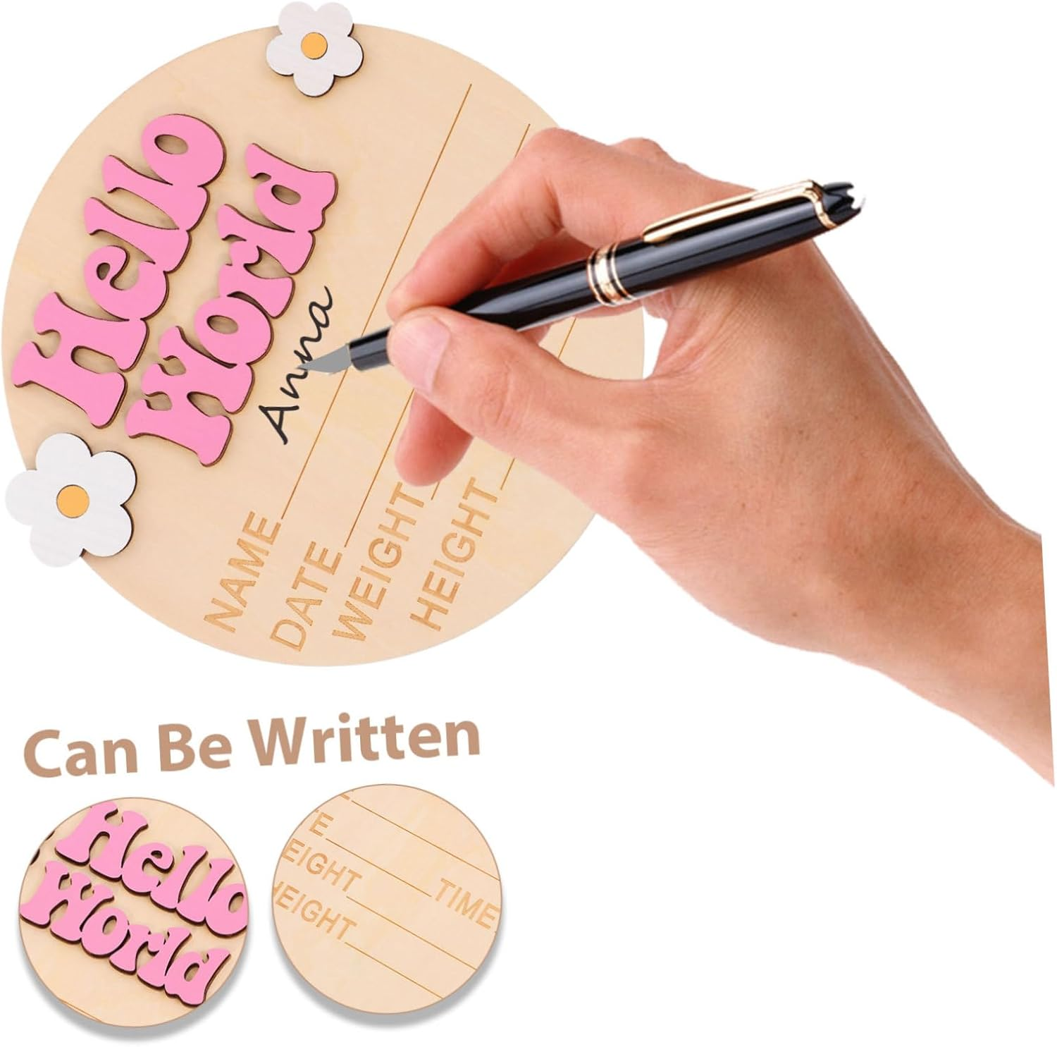 Growth Commemorative Card for Newborn Girl Wood Milestone Sign Birth Announcement Sign for Nursery Wall Decorations Born image number 1