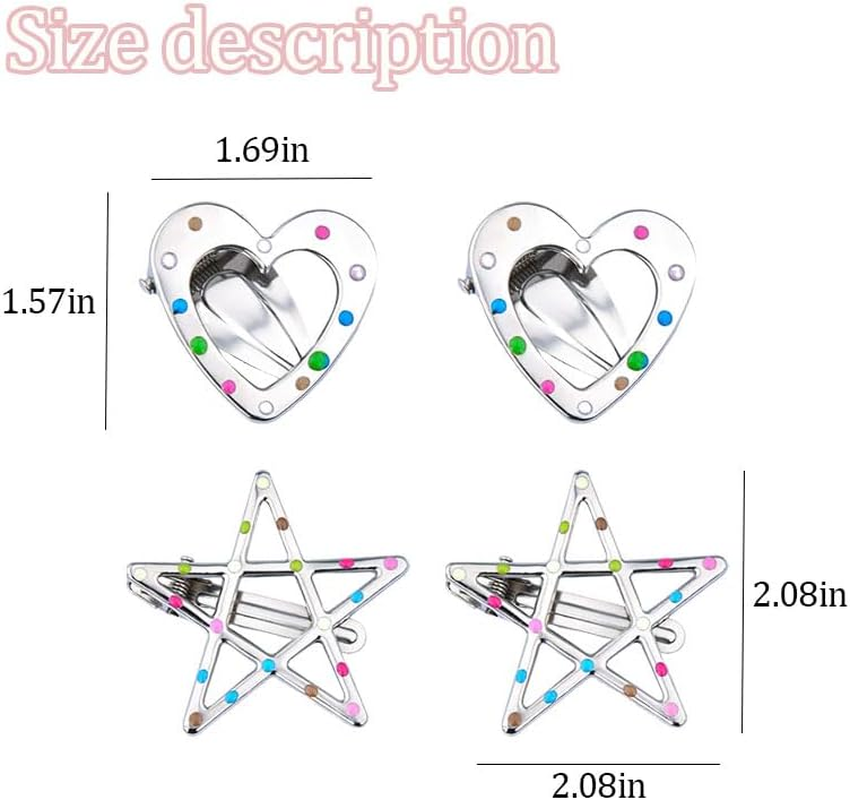4 PCS Star Heart Hair Clips for Women Girls Y2K 2000S Hair Barrettes Star-Shape Hairpins Punk Side Clip for Short Long Hair Accessories image number 6