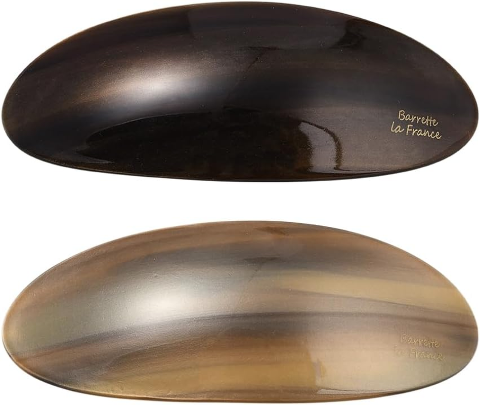 GOMAKERER 2 Pcs 2 Colors French Hair Barrette, Oval Resin Hairpins Strong Hold Grip Hairclips Hair Decorative Accessories for Woman Gift Hairstyle Making Salon Supplies image number 1