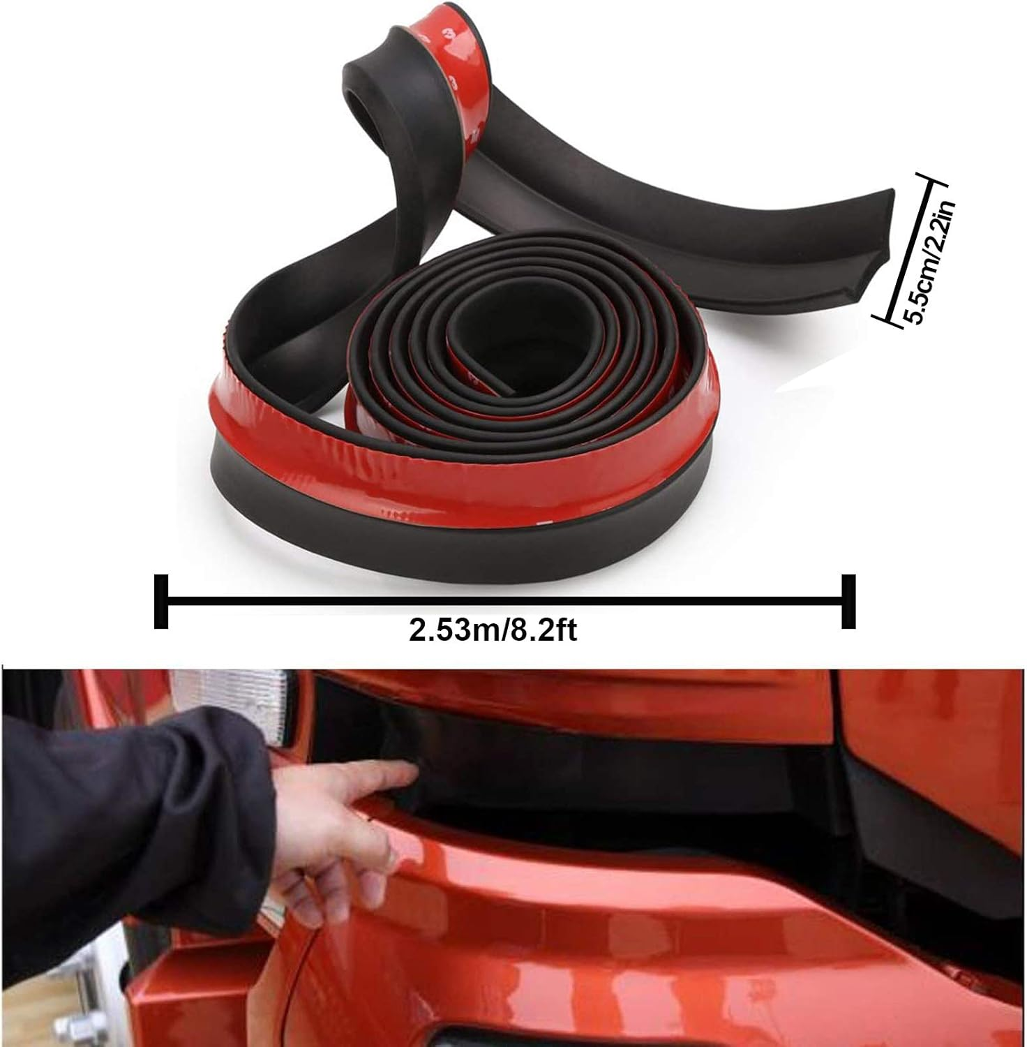 Front Spoiler Lip Original Universal Car Spoiler Lip Splitter 2.5 M Protection for Gluing Body Skirt Protector for Cars Trucks SUV image number 2