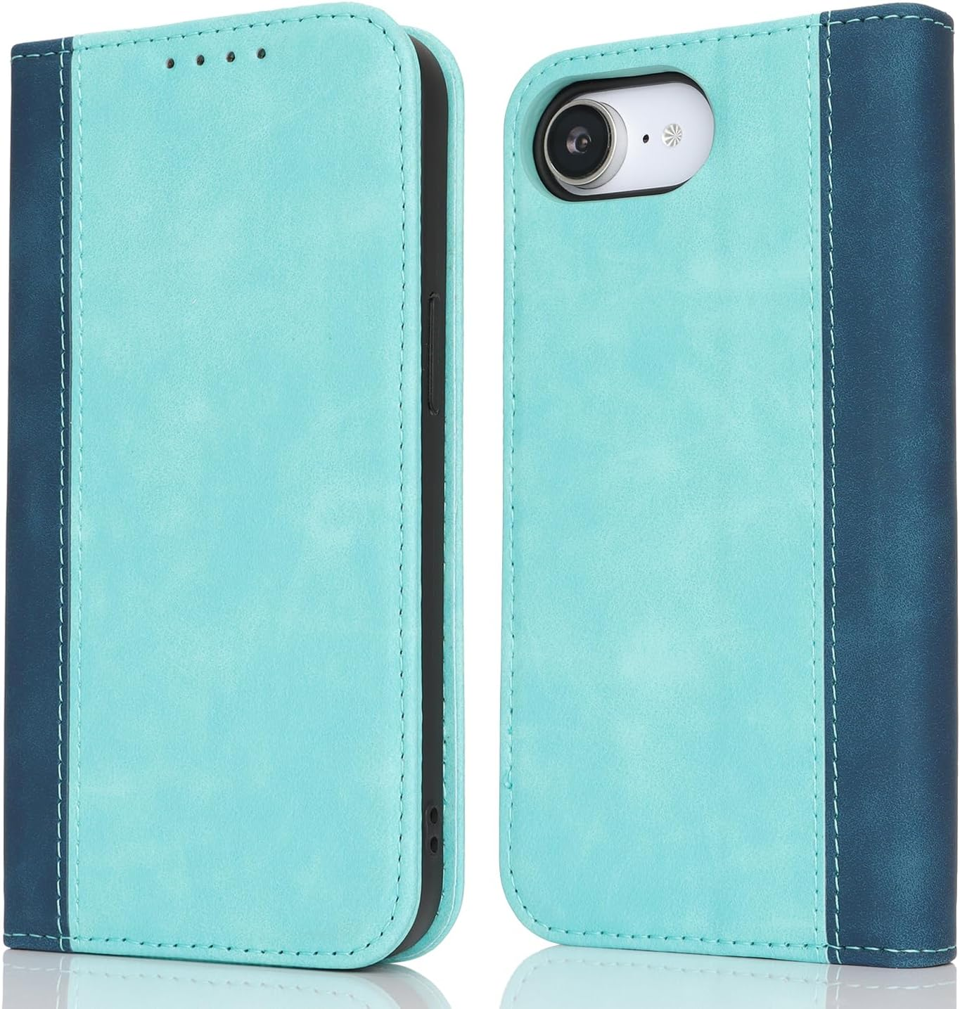 Cavor for Iphone 16E Case,Premium Leather Folio Flip Wallet Case Cover Magnetic Closure Book Design with Kickstand Feature & Card Slots(6.1")-Sky Blue image number 4