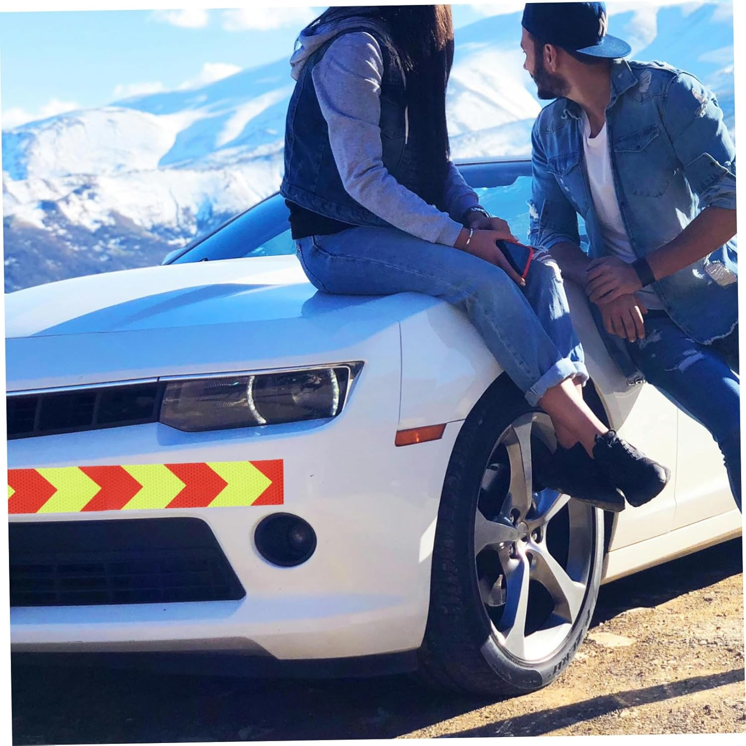 Zerodeko High Visibility Reflective Safety Tape with Arrow Design Weather Resistant Adhesive Strip for Vehicles Trailers Boats Enhanced Nighttime Visibility Caution Sticker for Road Safety image number 1