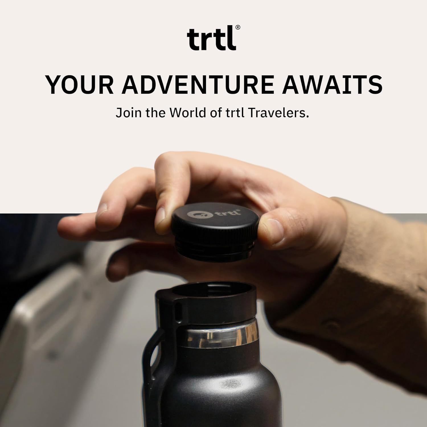 Trtl Travel Water Bottle Flask- Insulated Water Bottle That Keeps Drinks Cool for up to 24 Hours - Secure, Leak-Proof Lid image number 1