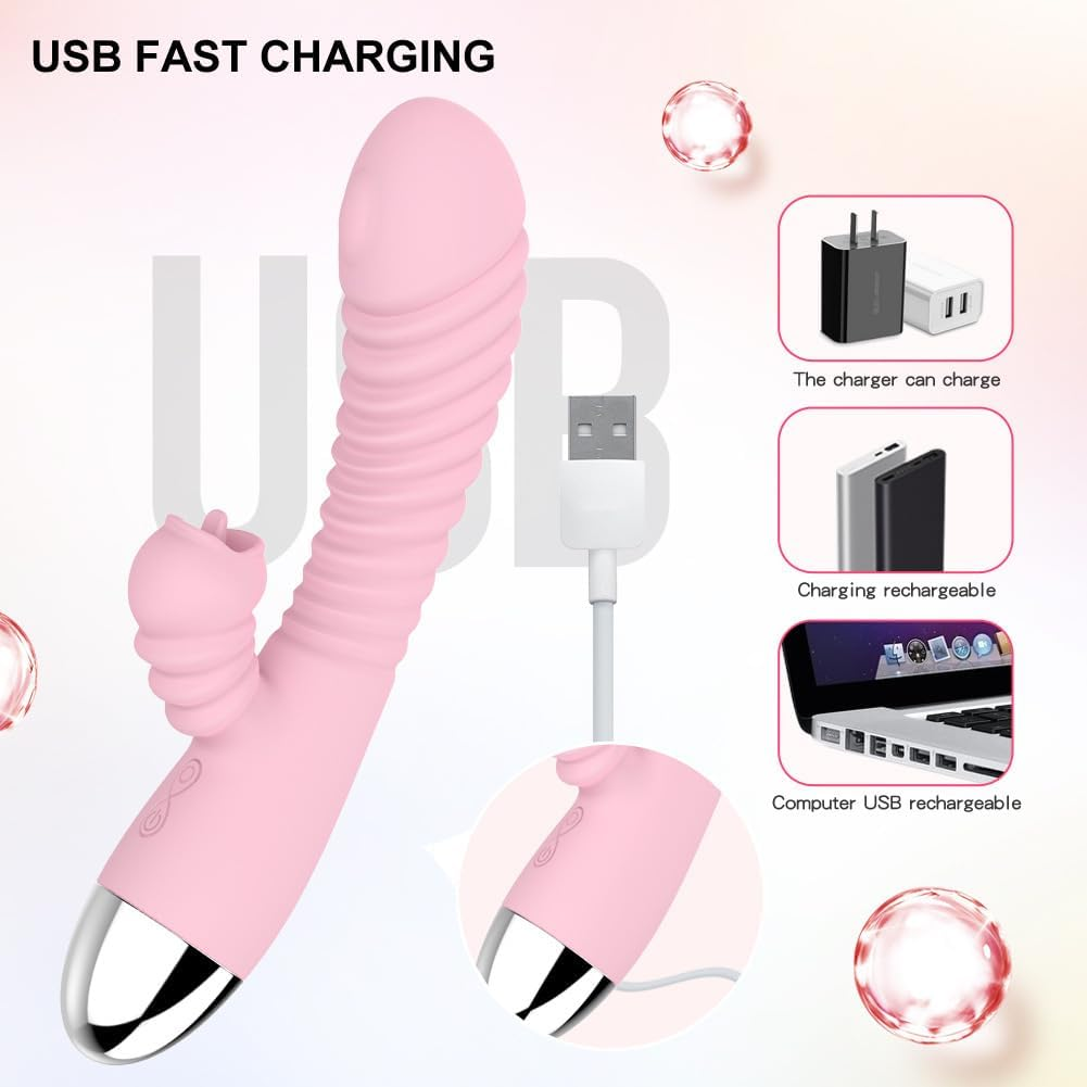 Vibrating and Heating G-Spot Female Masturbator Vibrating Massage Stick Strong Vibration Silent 10 Modes Strong Stick Portable Soft Silicone Ball Close-Fitting Bullet Massage Pleasure Electric Waterproof Setting Sexy Masturbation Female Vibrator Passion Fish Tongue Licking Heating Vibrator Charging Design Intelligent Variable Frequency Silicone Jumping Egg Adult Products (Pink) image number 4