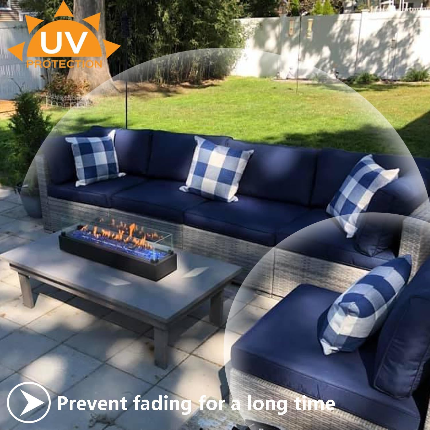 FLYMEI Patio Cushion Covers 24X22X4 Waterproof Outdoor Cushion Cover Replacement 2Packs Outdoor Seat Cushion Slipcover for Rattan Chair Sofa, Blue