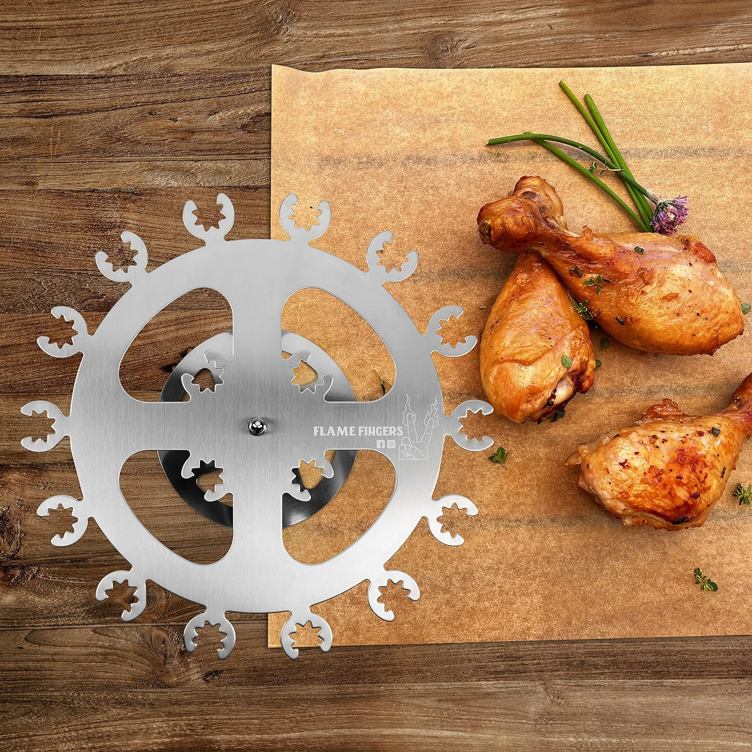 XL Chicken Grill Rack - Holds 18 Legs, Wings, Thighs, Lollipops or Turkey Drumsticks. Stainless Rotating Design for Use on Grills Bbq'S Smokers Ovens image number 1