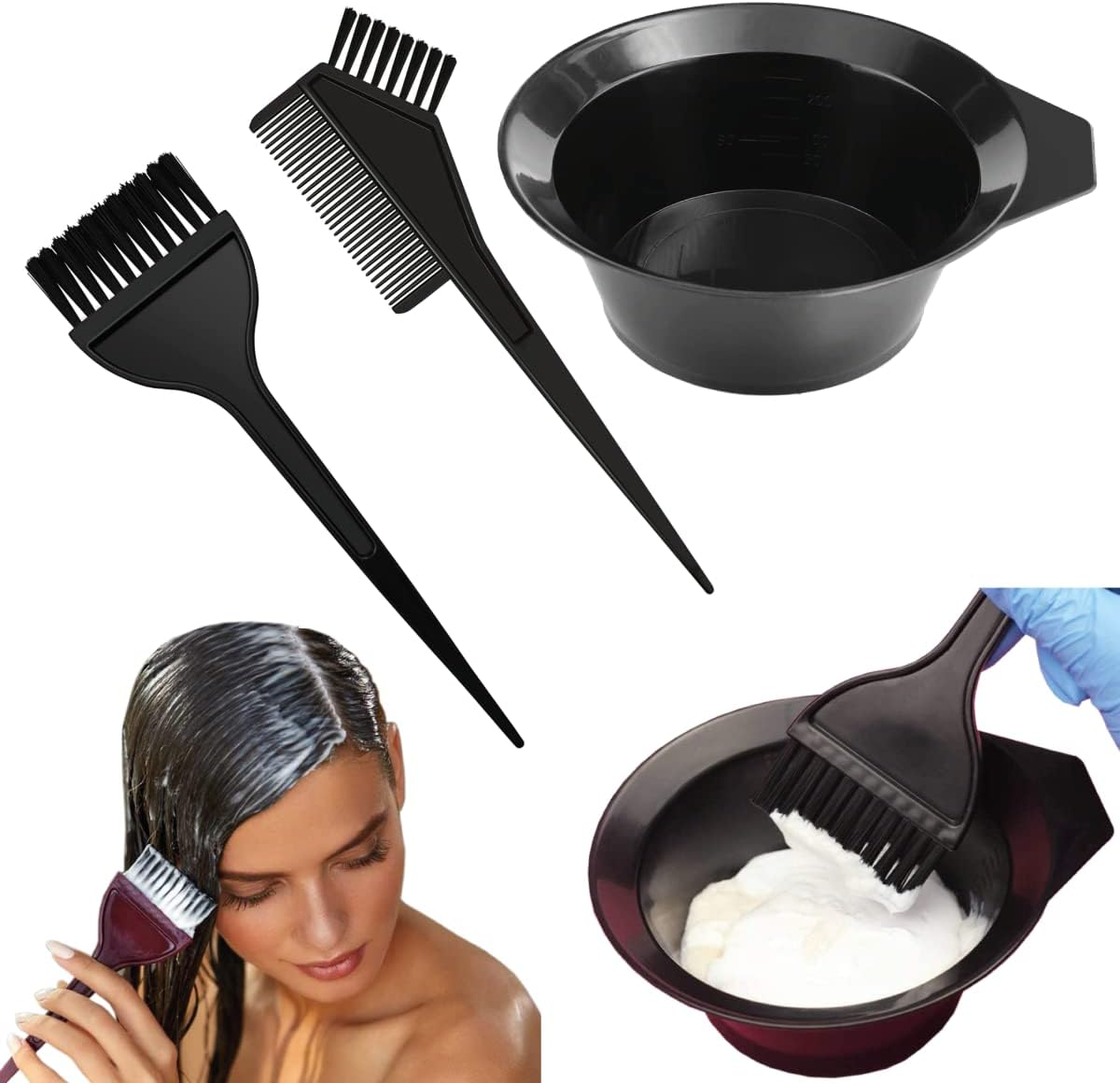 DIY Hair Dye Brush and Bowl Set for Salon and Craft Hair Colour Set for Dyeing image number 4