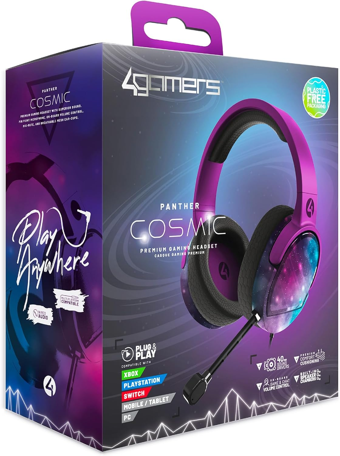PC Accessory: Wired Headset - 4Gamers PANTHER Headset - Blush: Compatible with PC, Switch, PS5, Xbox X|S