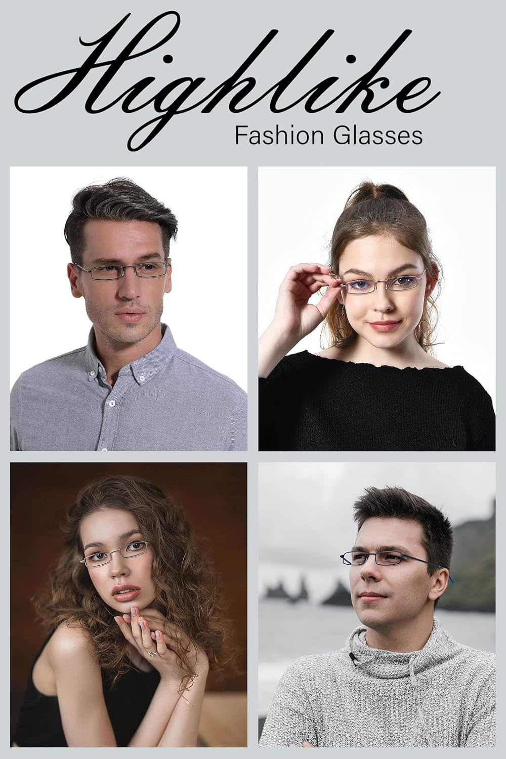 Metal Reading Glasses with Pen Clip Case, Slim Pocket Readers, Clear Lens for Women Men image number 1