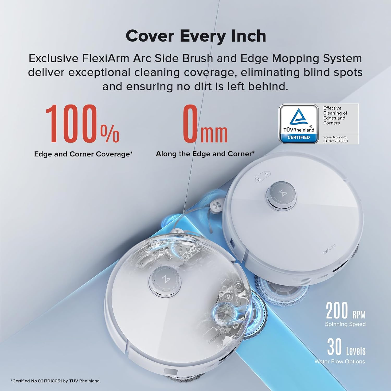 Roborock Qrevo Curv Robot Vacuum and Mop, 18,500Pa Suction, Zero-Tangling, Duodivide Main Brush, Flexiarm Arc Side Brush, Flexiarm Mop, Adaptilift Chassis, Auto Mop Washing & Drying, Self-Emptying image number 3