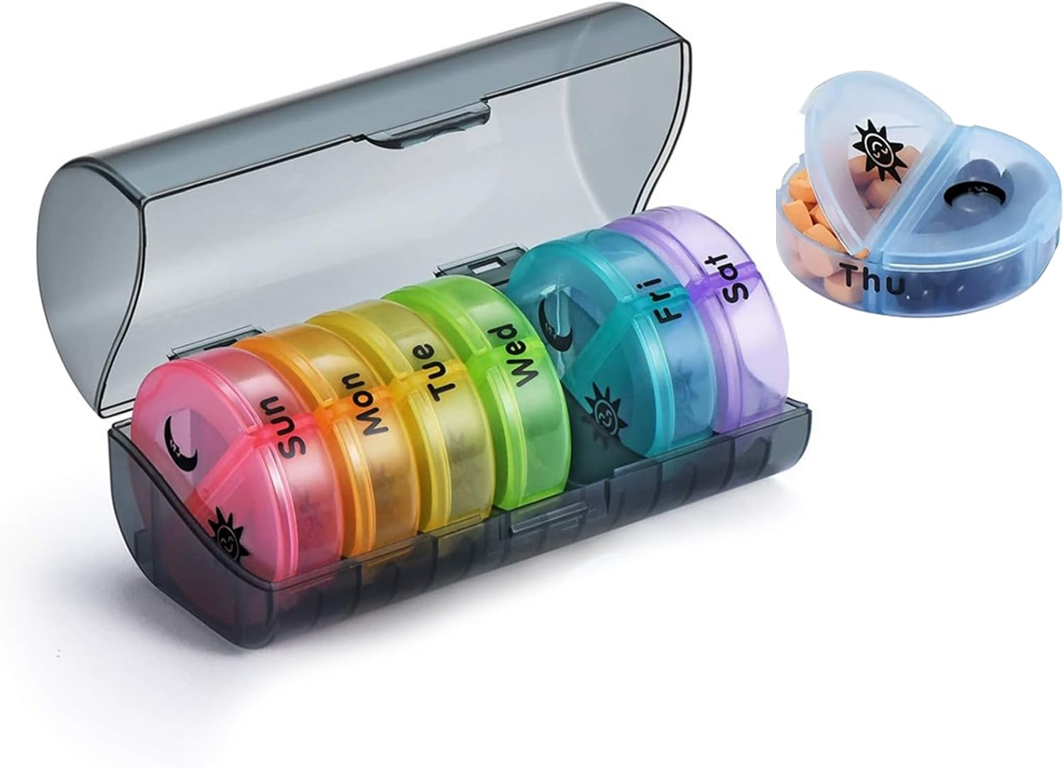 Weekly Pill Organizer, round Pill Box 2 Times a Day, Travel Medicine Organizer, Large Box for Travel, Medicine Organiser image number 5