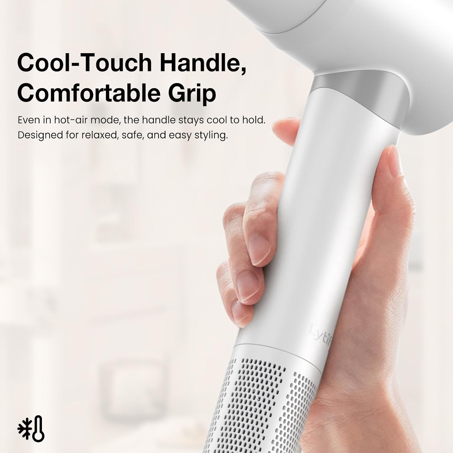 Lytify Lightweight Ionic Hair Dryer &ndash; Ultra-Quiet, Compact & Stylish Everyday Dryer for Smooth, Frizz-Free Hair, Quick-Dry Design with Magnetic Nozzle &ndash; Pearl White (AU Version)