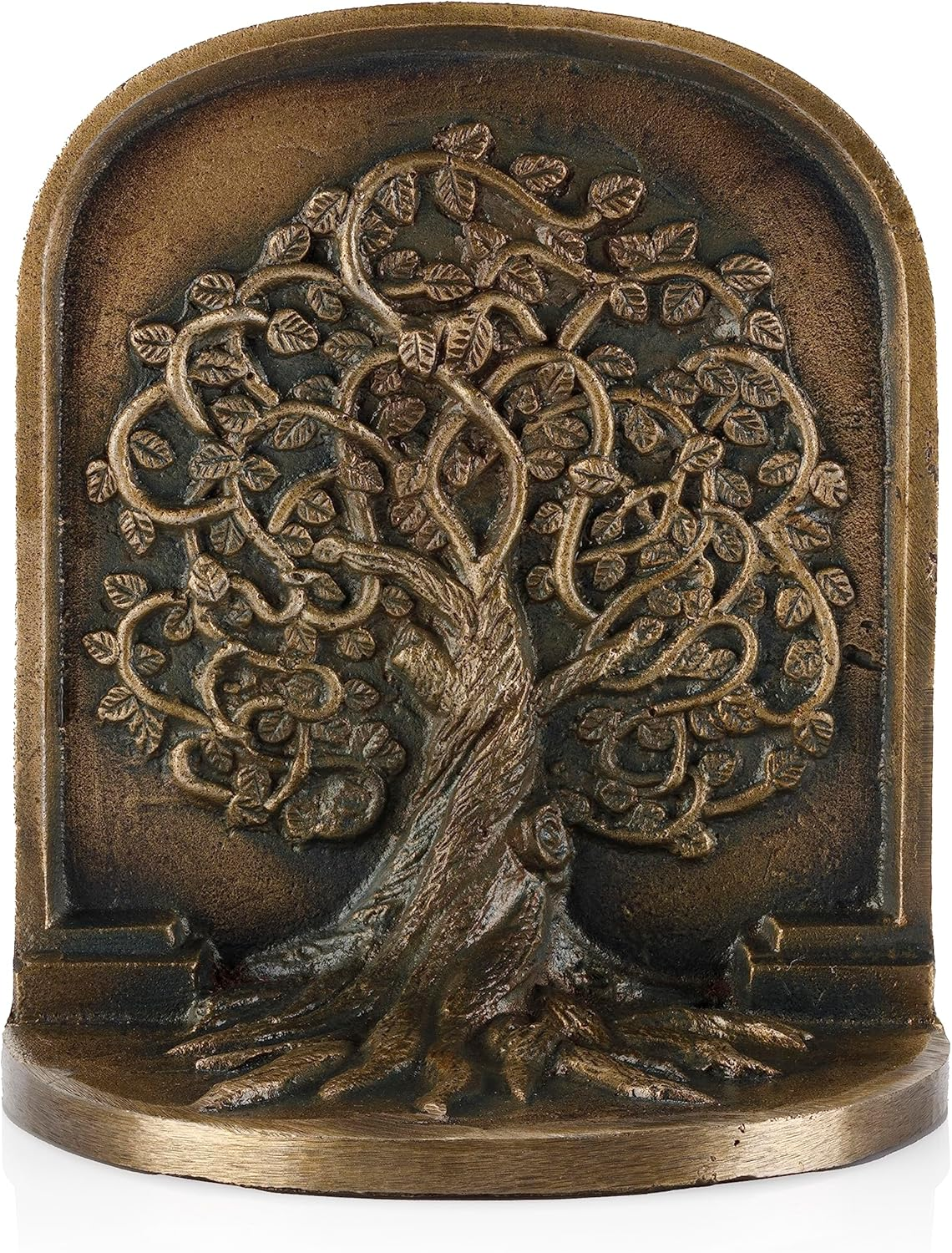 Tree of Life Antique Brass Bookends Set - 2 Decorative Cast Iron Book Ends for Shelves or Bookcase, Stylish Non-Skid Anti-Slip Heavy Home D&eacute;cor Gift image number 3