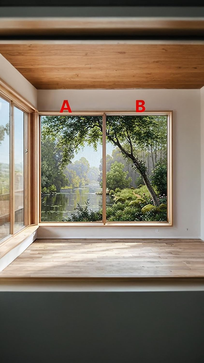 Honwor Forest Creek Landscape Oil Painting Window Film - Privacy, Decorative Static Cling Window Stickers, No Glue Window Coverings, Window Tint - Size: 60X120Cm image number 1