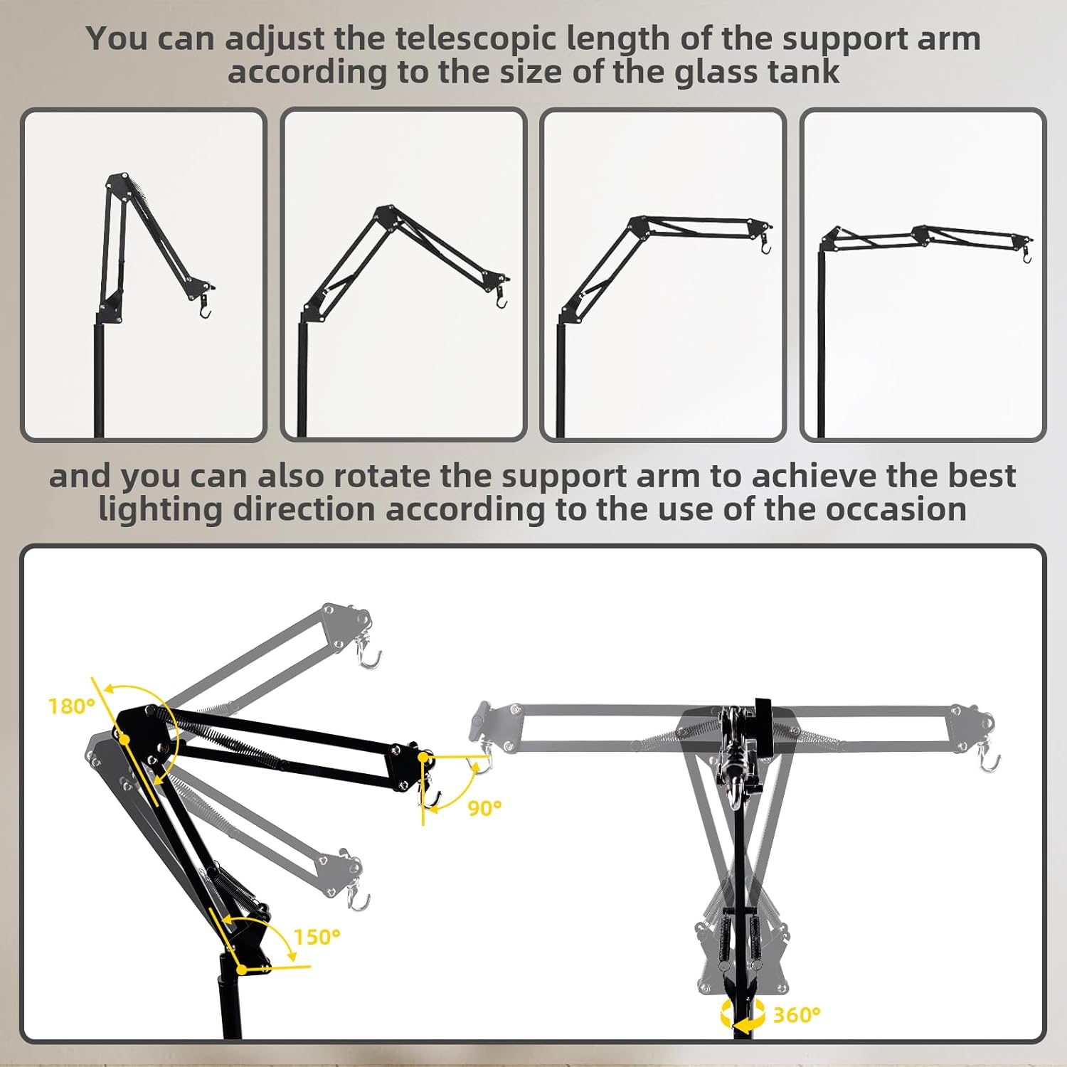 Glowup Reptile Lamp Stand Adjustable Heat Lamp Stand Height 40-140 Cm, 360&deg; Rotation Reptile Lamp Holder with Base Terrarium Light Stand for Tortoises Spider (Without Lamps) image number 4